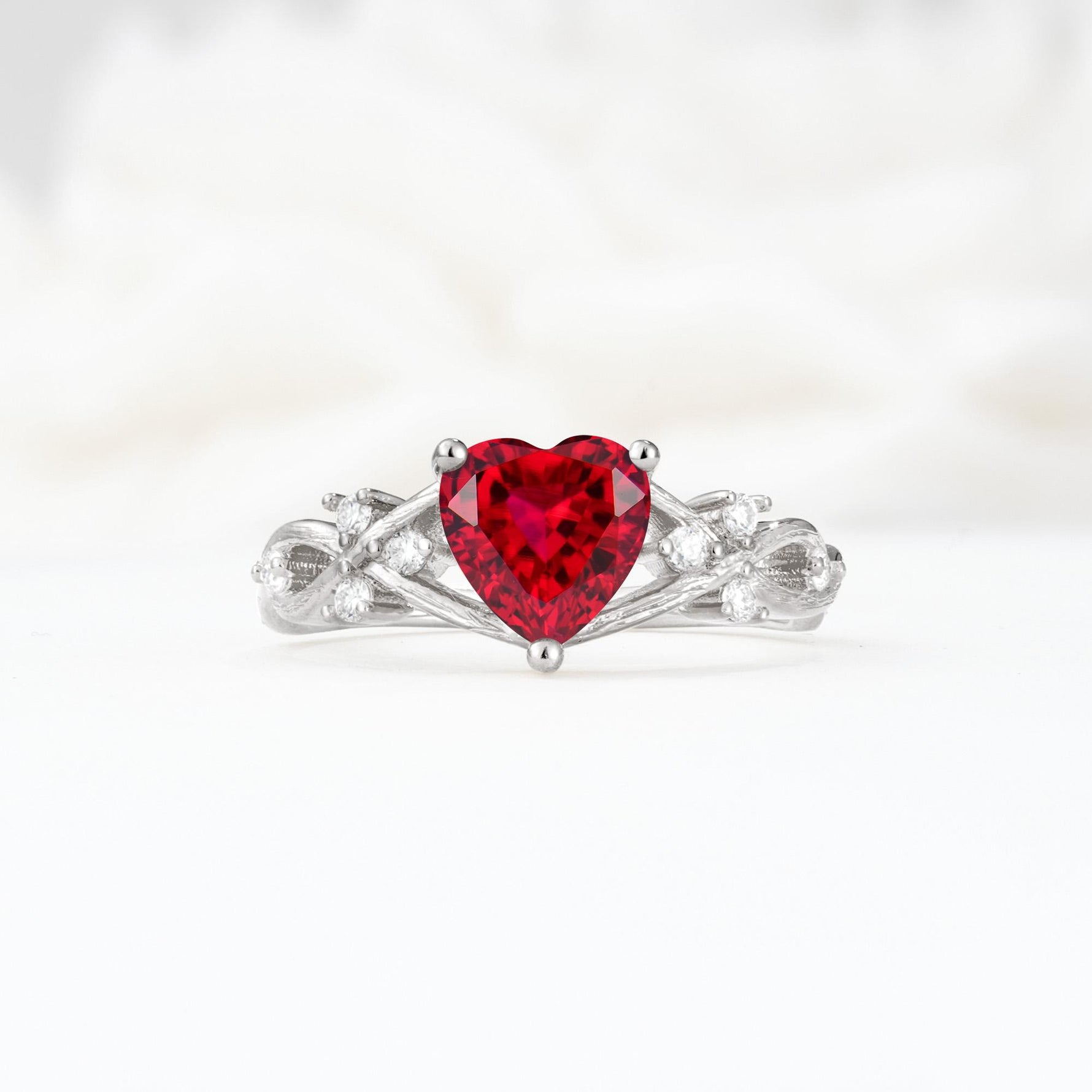 Celtic Knot Heart Shaped Ruby Engagement Ring - Additional view