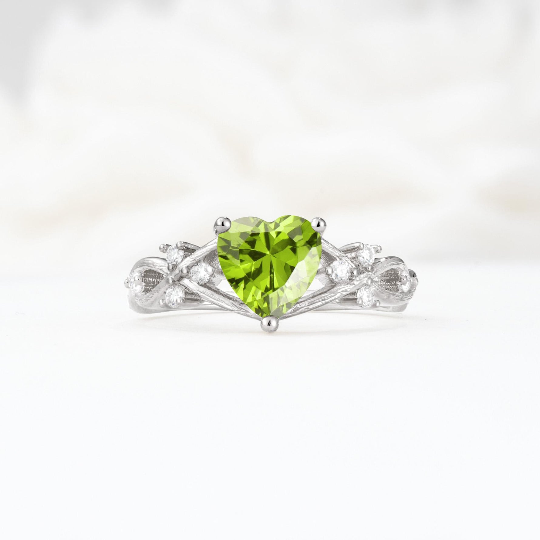 Celtic Knot Heart Shaped Peridot Engagement Ring - Additional view