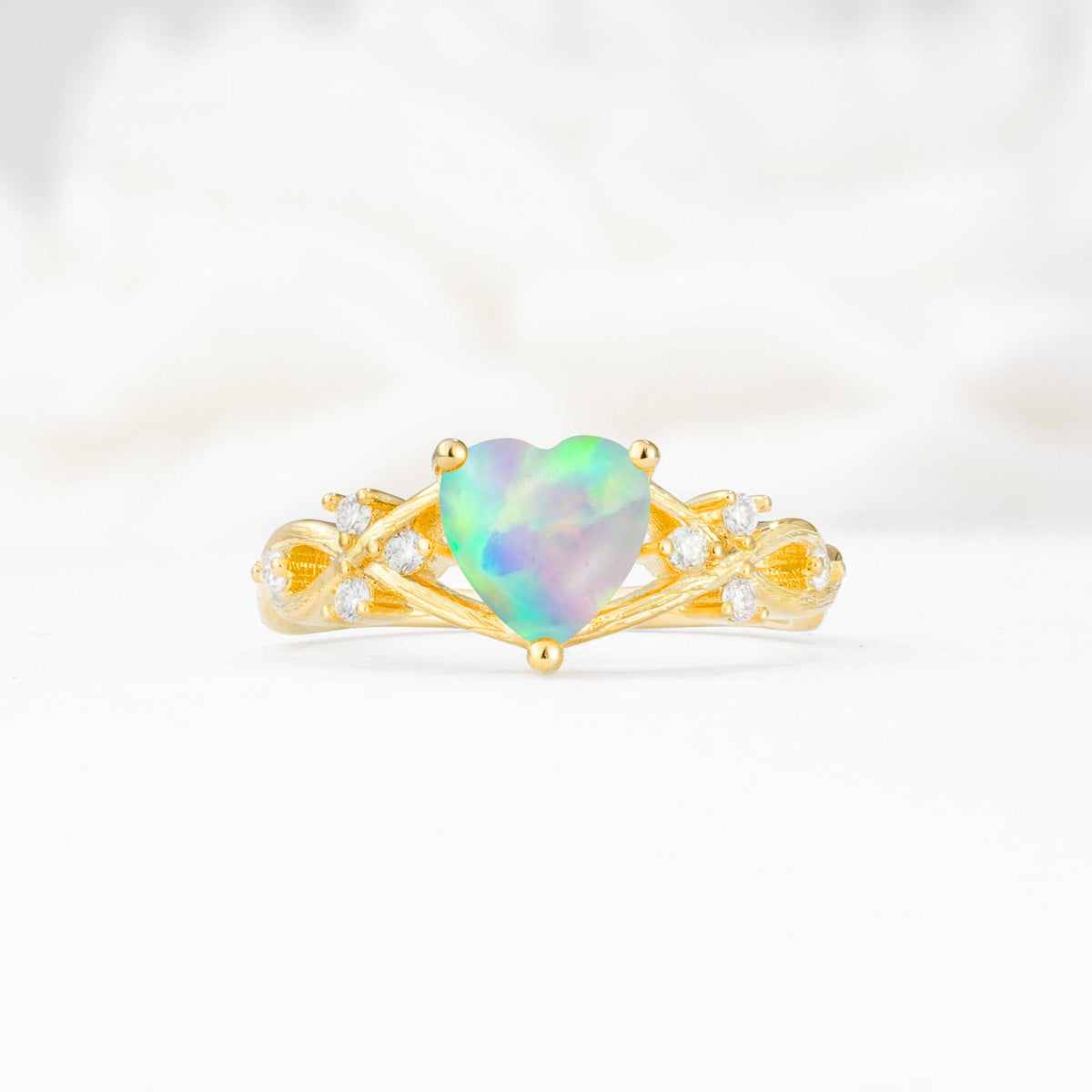 Celtic Knot Heart Shaped Fire Opal Engagement Ring - Additional view