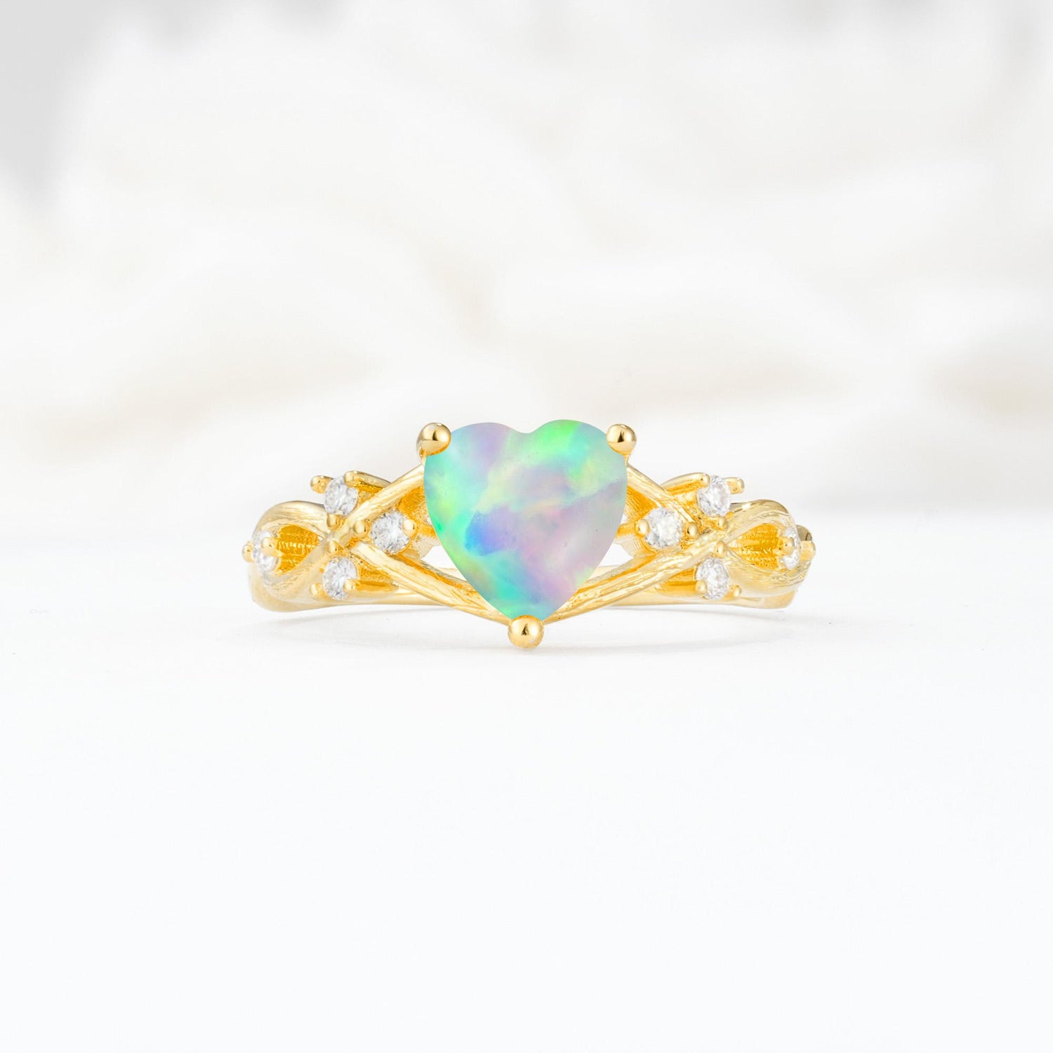 Celtic Knot Heart Shaped Fire Opal Engagement Ring - Additional view