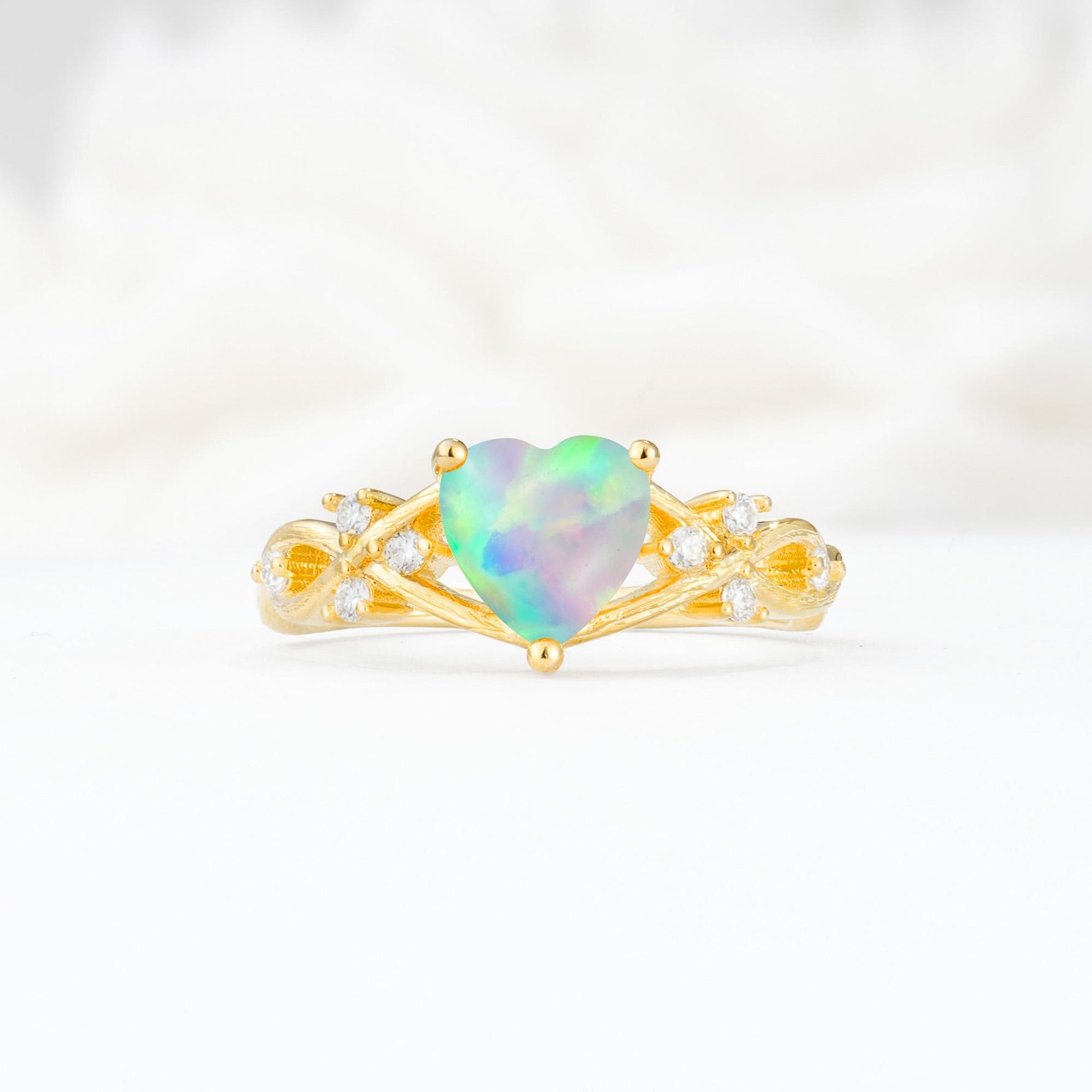 Celtic Knot Heart Shaped Fire Opal Engagement Ring - Additional view
