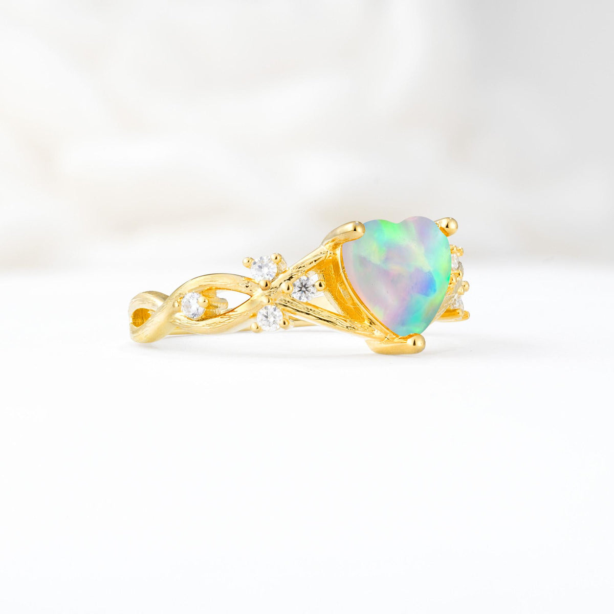 Celtic Knot Heart Shaped Fire Opal Engagement Ring - Additional view