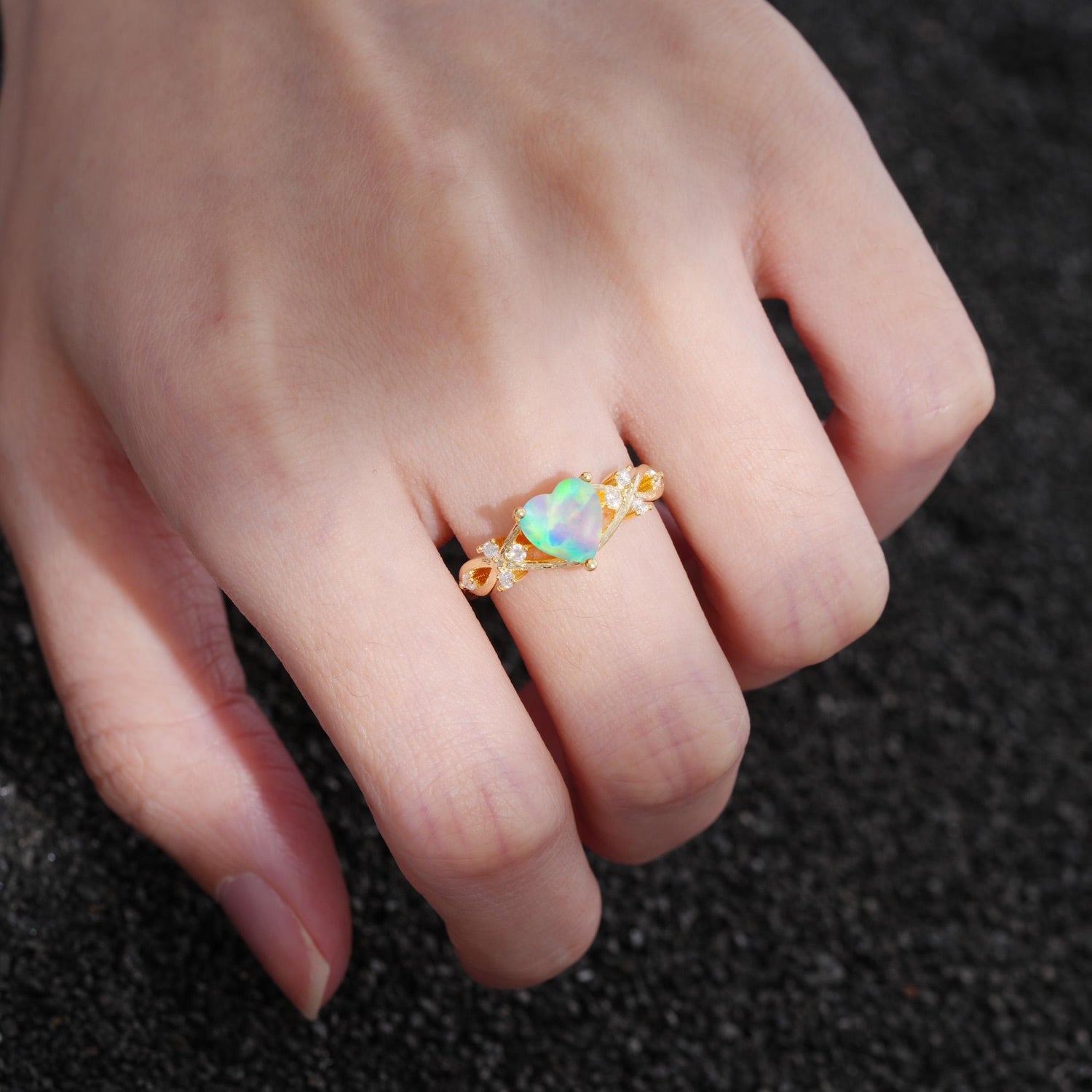 Celtic Knot Heart Shaped Fire Opal Engagement Ring - Additional view