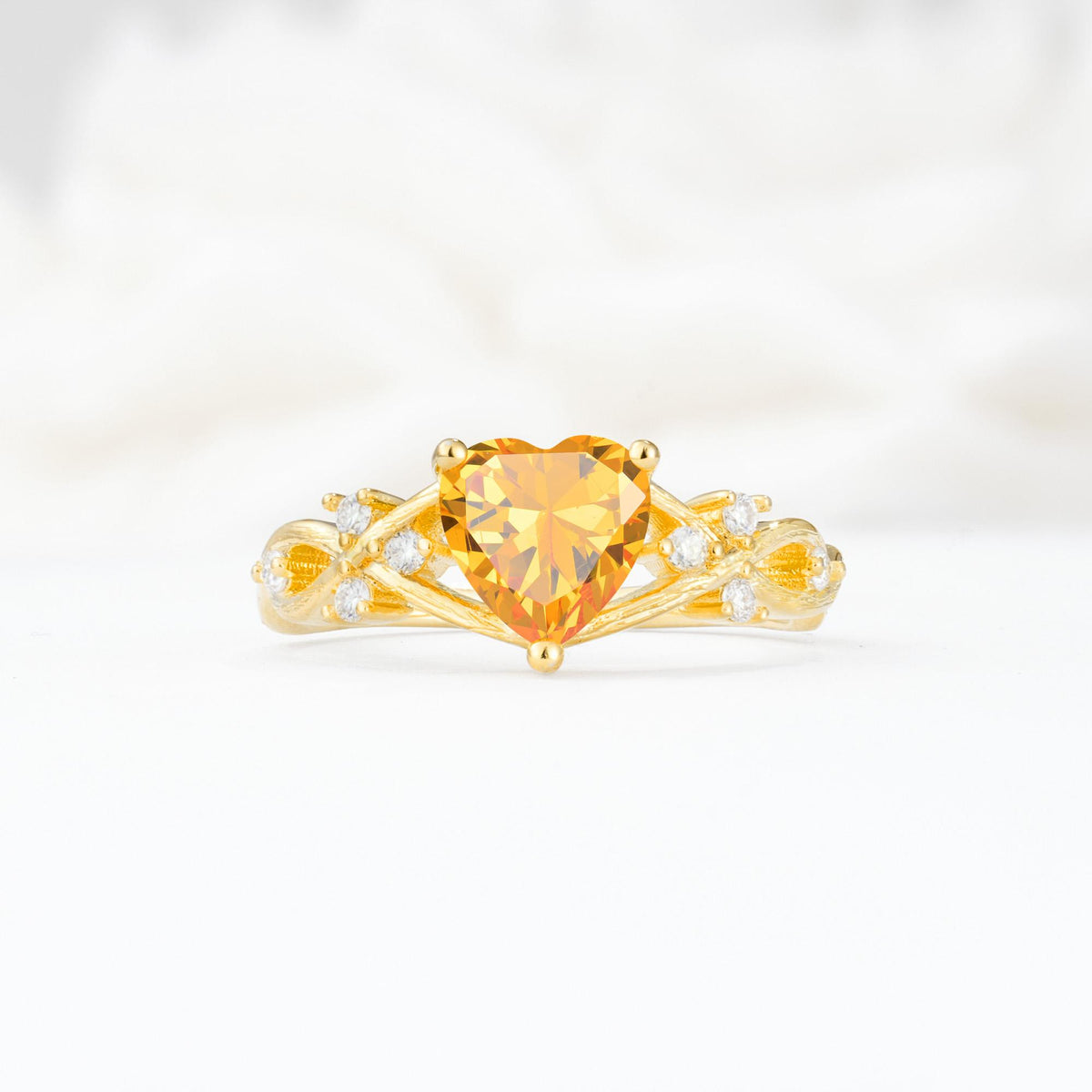 Celtic Knot Heart Shaped Citrine Engagement Ring - Additional view