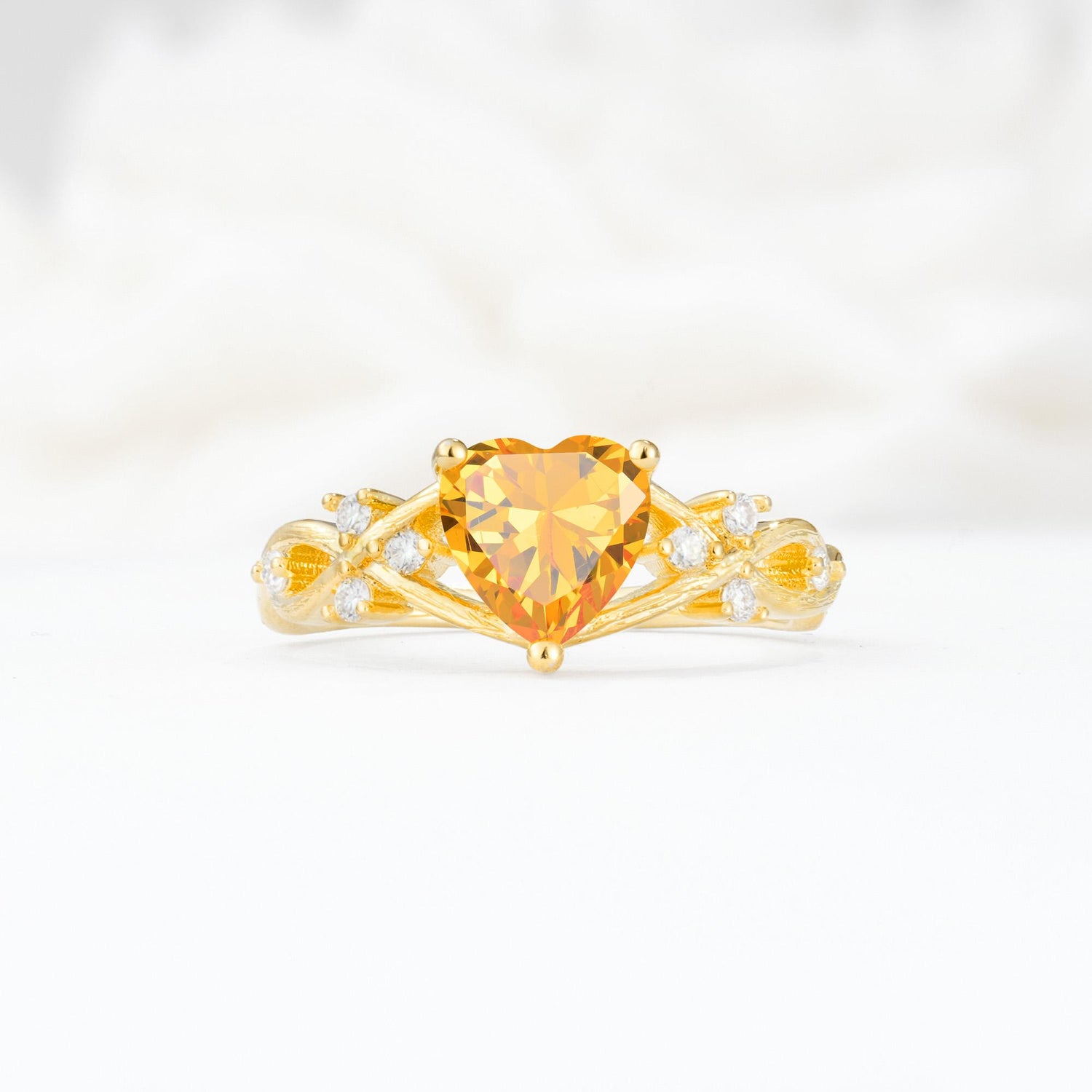 Celtic Knot Heart Shaped Citrine Engagement Ring - Additional view