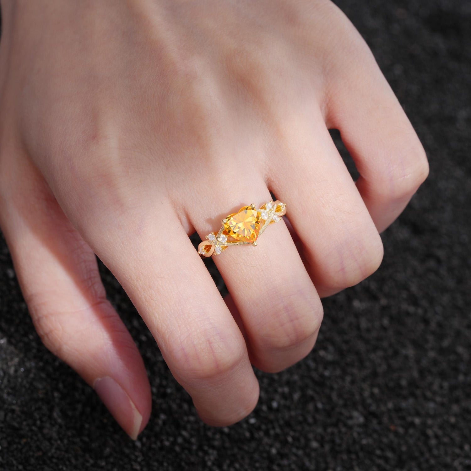 Celtic Knot Heart Shaped Citrine Engagement Ring - Additional view