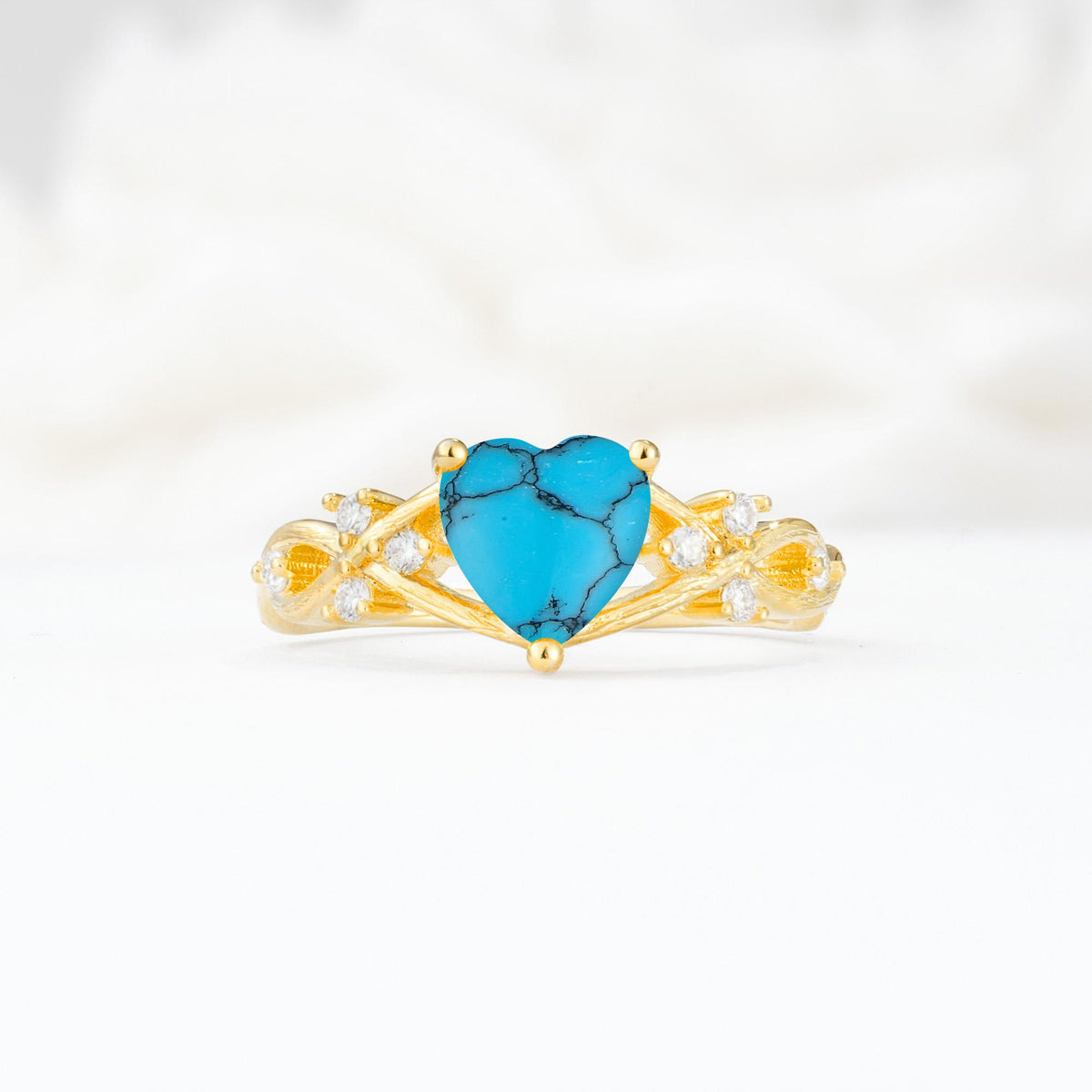 Celtic Knot Heart Shaped Turquoise Engagement Ring - Additional view