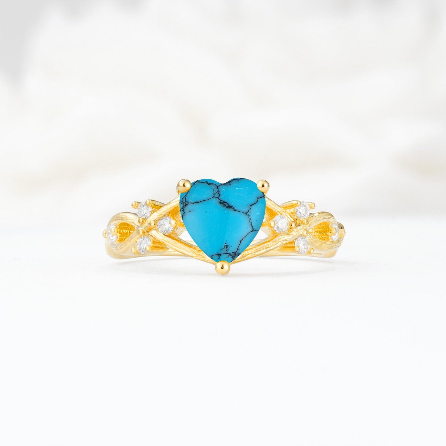 Celtic Knot Heart Shaped Turquoise Engagement Ring - Additional view