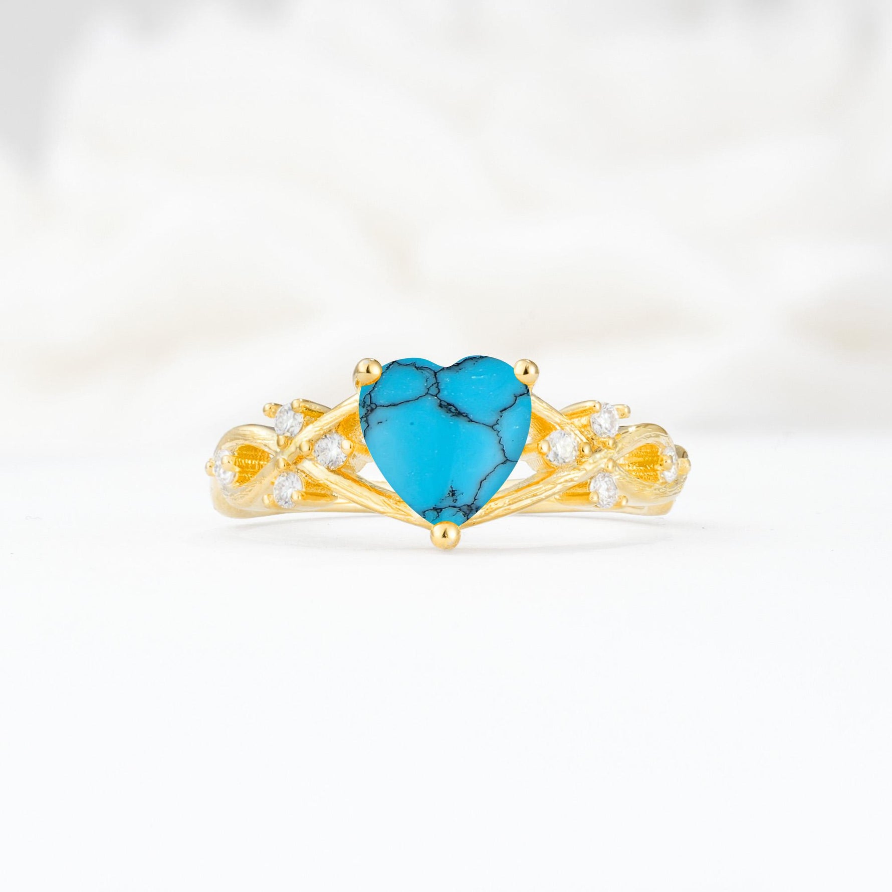 Celtic Knot Heart Shaped Turquoise Engagement Ring - Additional view