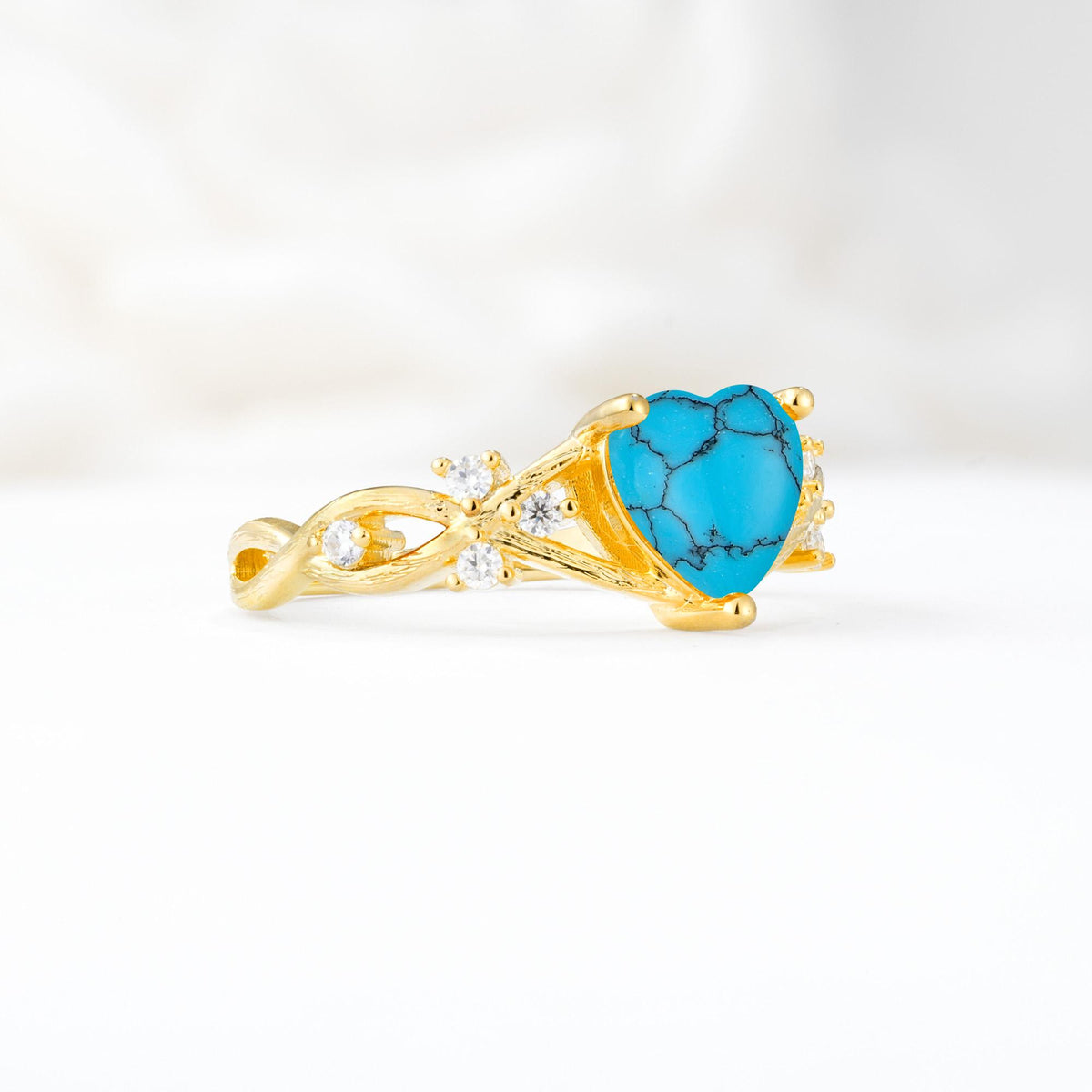 Celtic Knot Heart Shaped Turquoise Engagement Ring - Additional view