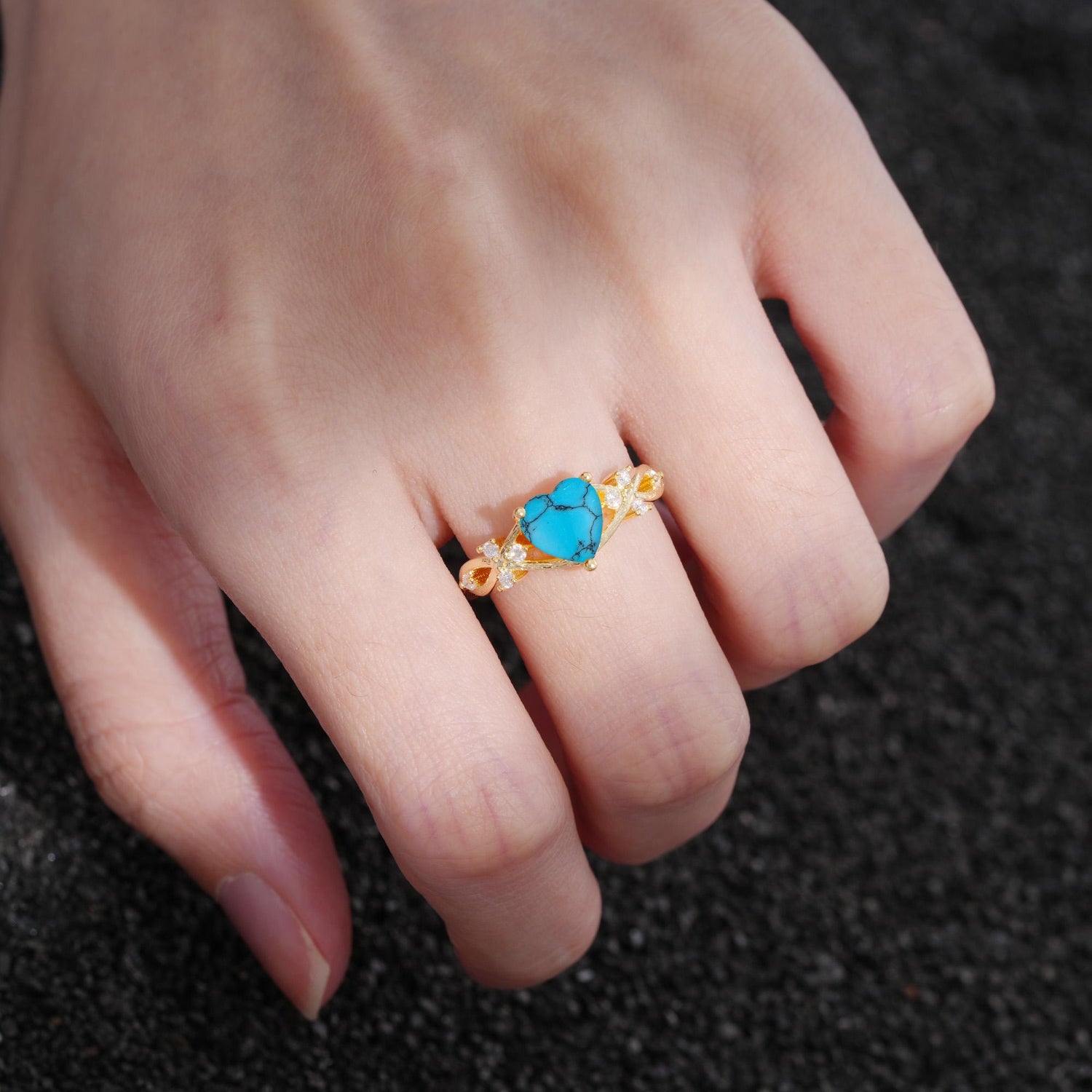 Celtic Knot Heart Shaped Turquoise Engagement Ring - Additional view