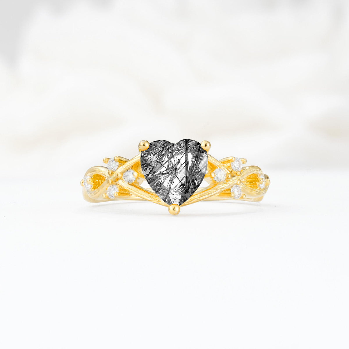 Celtic Knot Heart Shaped Black Rutilated Quartz Engagement Ring - Additional view
