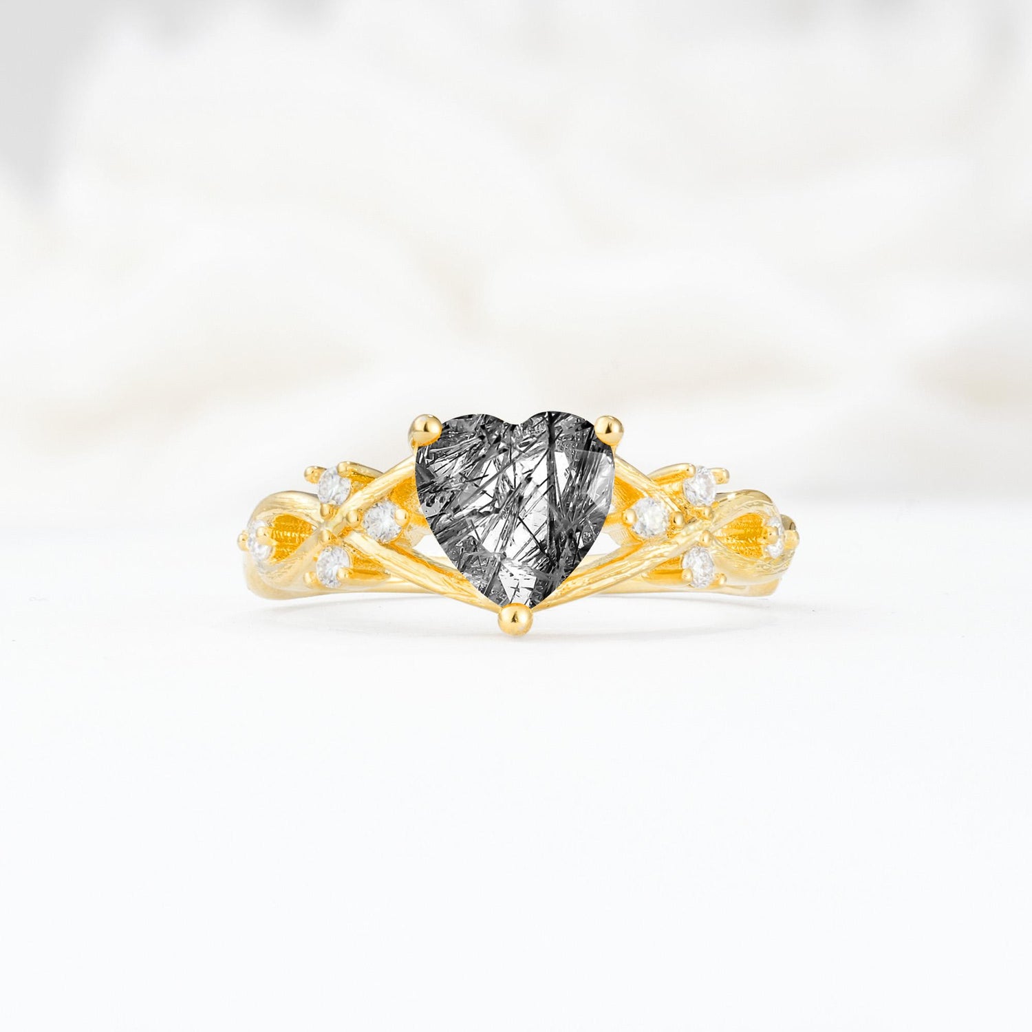 Celtic Knot Heart Shaped Black Rutilated Quartz Engagement Ring - Additional view