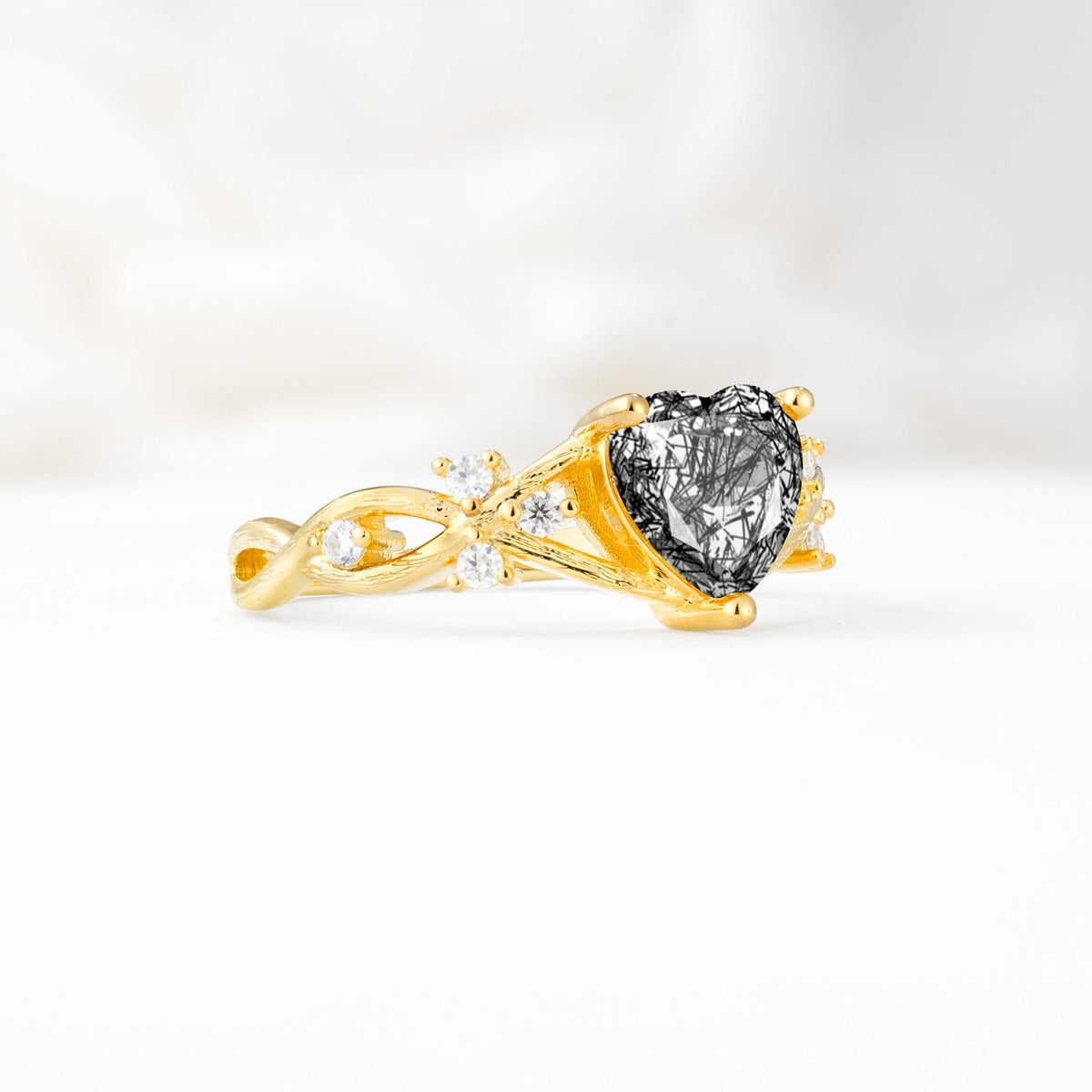 Celtic Knot Heart Shaped Black Rutilated Quartz Engagement Ring - Additional view