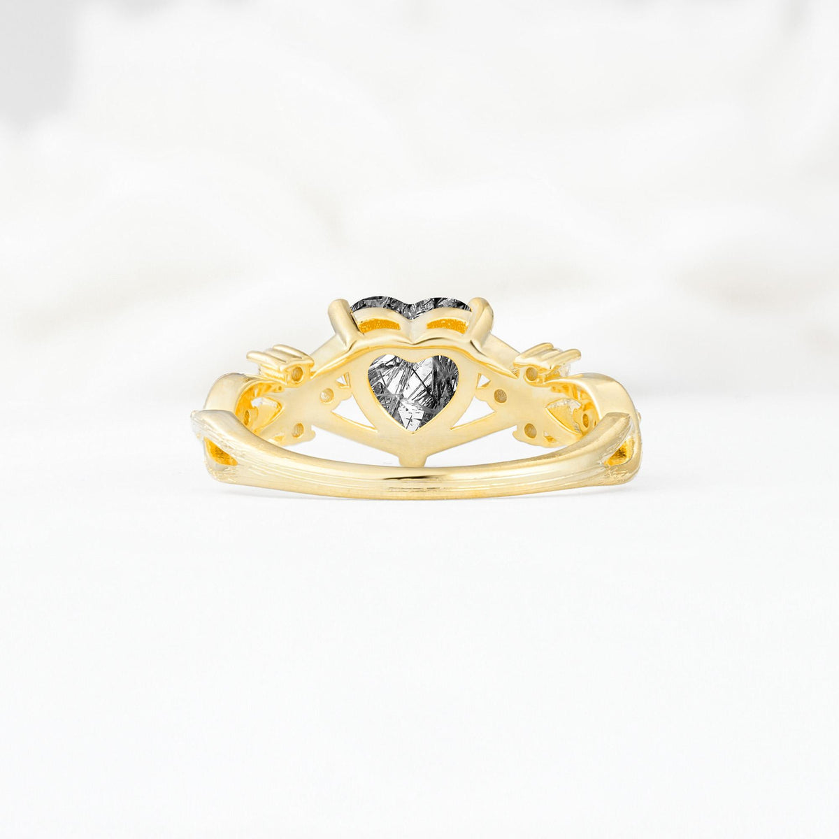 Celtic Knot Heart Shaped Black Rutilated Quartz Engagement Ring - Additional view