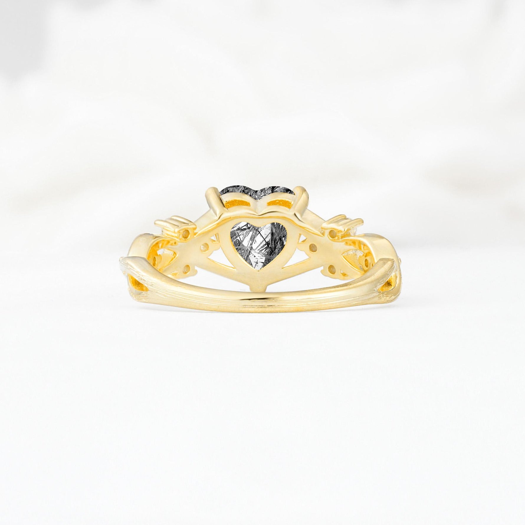Celtic Knot Heart Shaped Black Rutilated Quartz Engagement Ring - Additional view