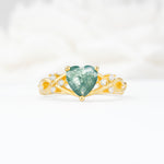 Celtic Knot Heart Shaped Moss Agate Engagement Ring - Additional view