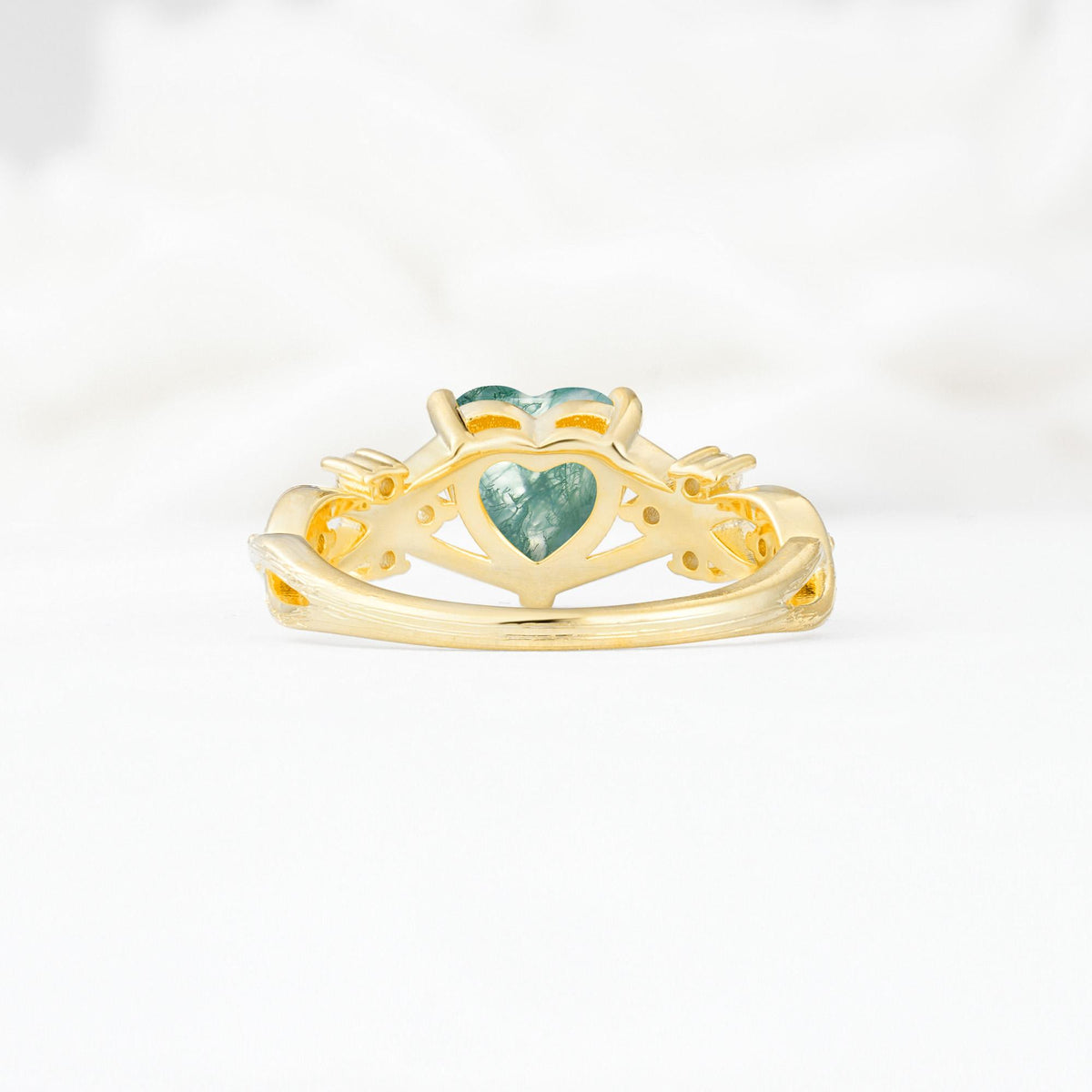 Celtic Knot Heart Shaped Moss Agate Engagement Ring - Additional view