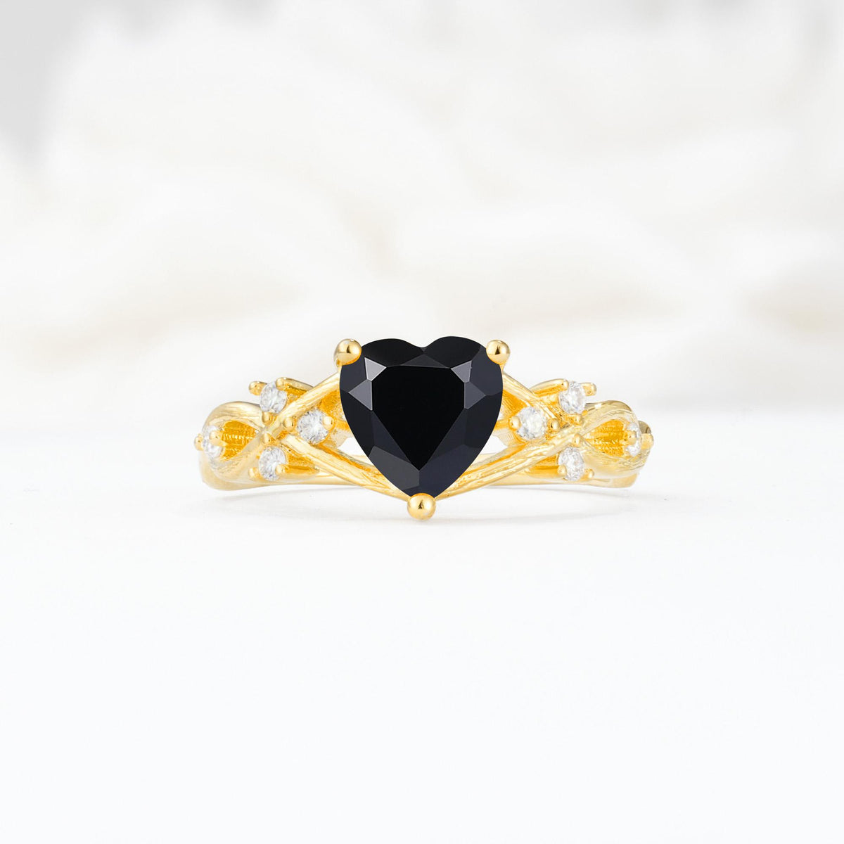 Celtic Knot Heart Shaped Black Onyx Engagement Ring - Additional view