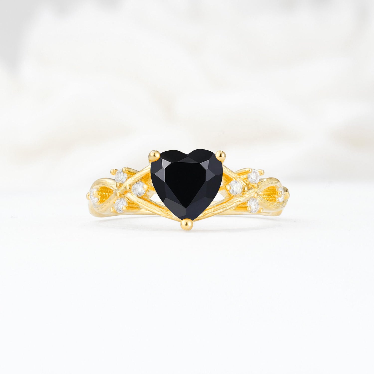 Celtic Knot Heart Shaped Black Onyx Engagement Ring - Additional view