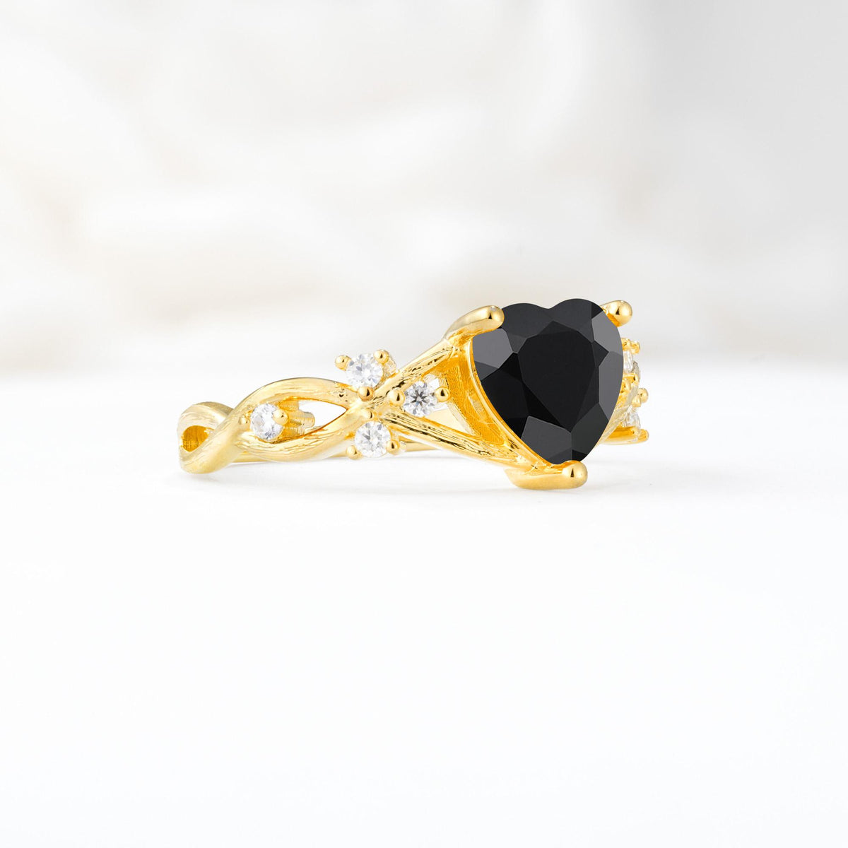 Celtic Knot Heart Shaped Black Onyx Engagement Ring - Additional view