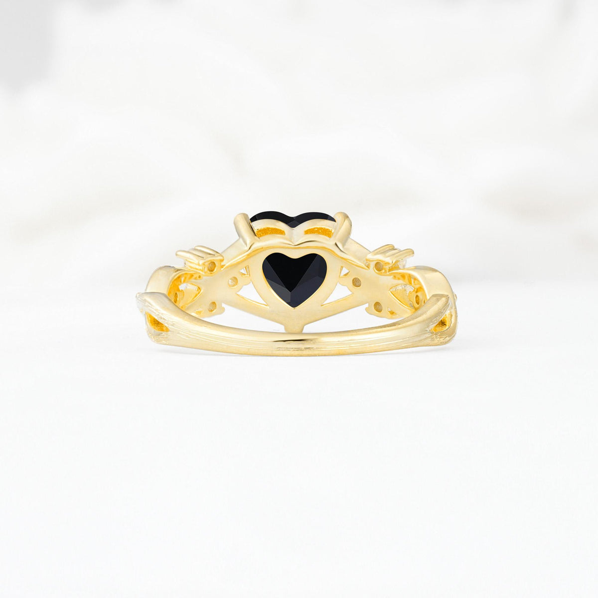 Celtic Knot Heart Shaped Black Onyx Engagement Ring - Additional view