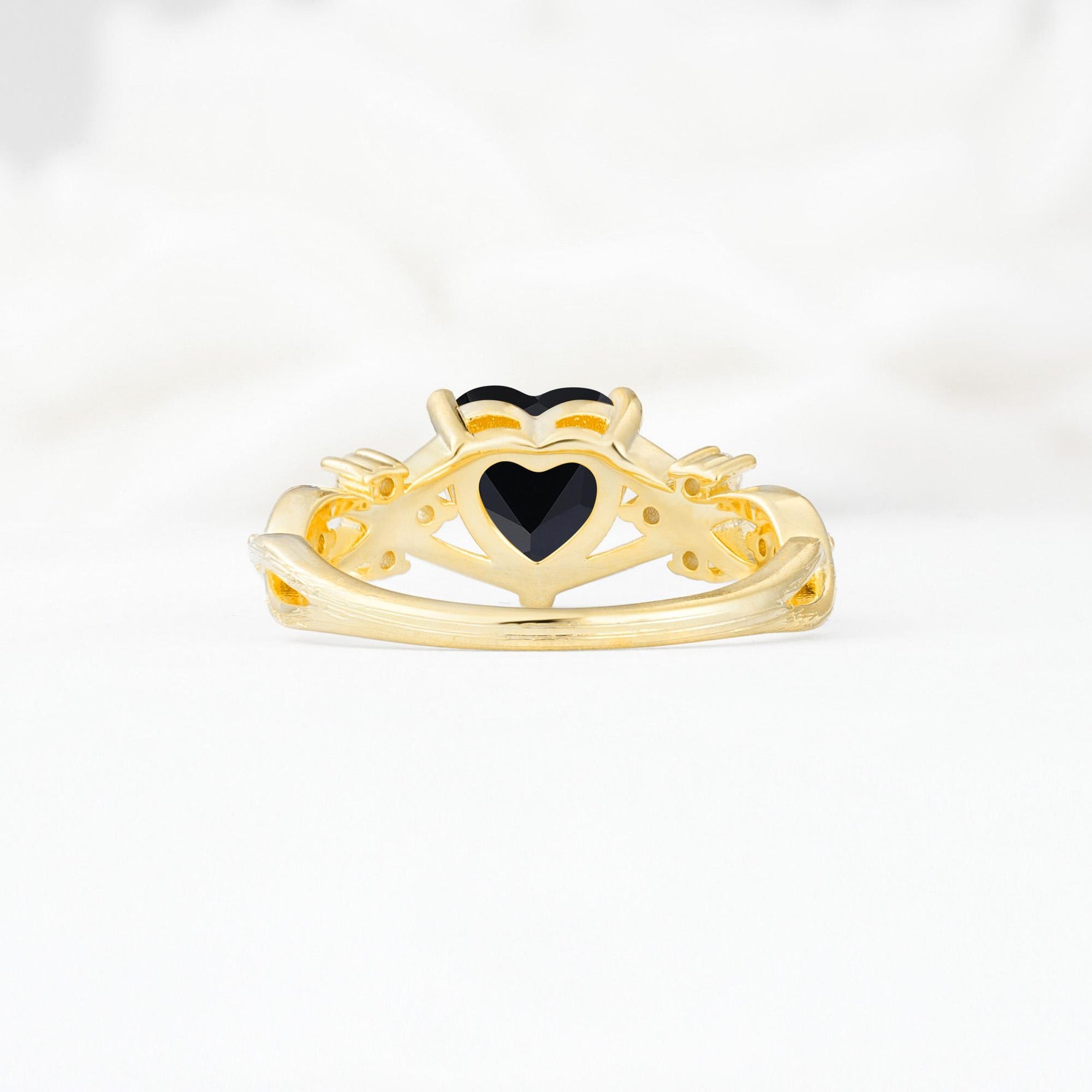Celtic Knot Heart Shaped Black Onyx Engagement Ring - Additional view