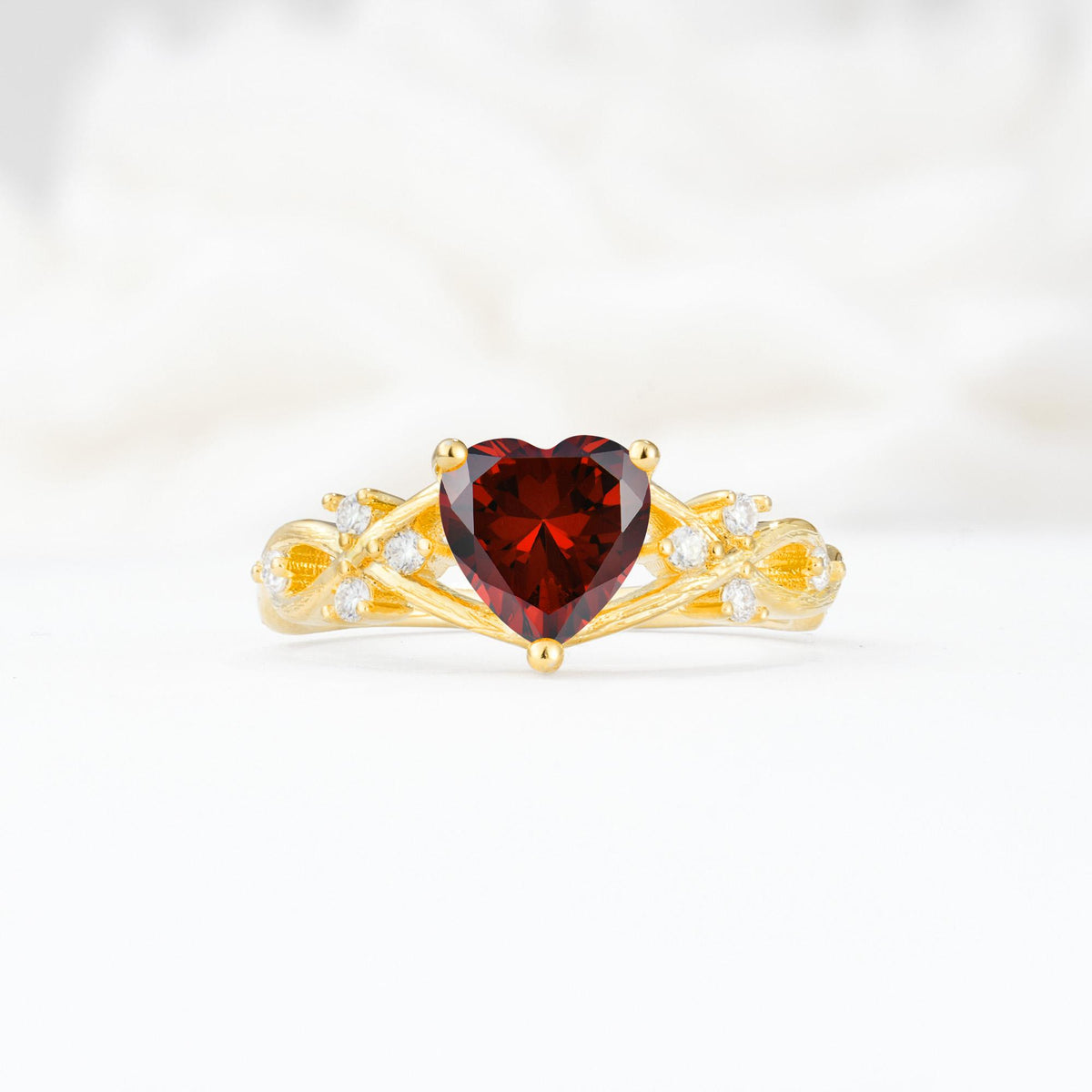 Celtic Knot Heart Shaped Garnet Engagement Ring - Additional view