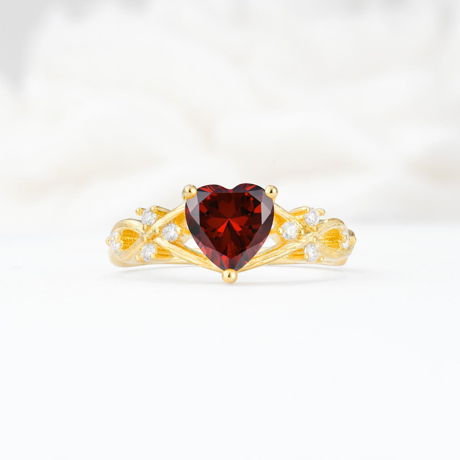 Celtic Knot Heart Shaped Garnet Engagement Ring - Additional view