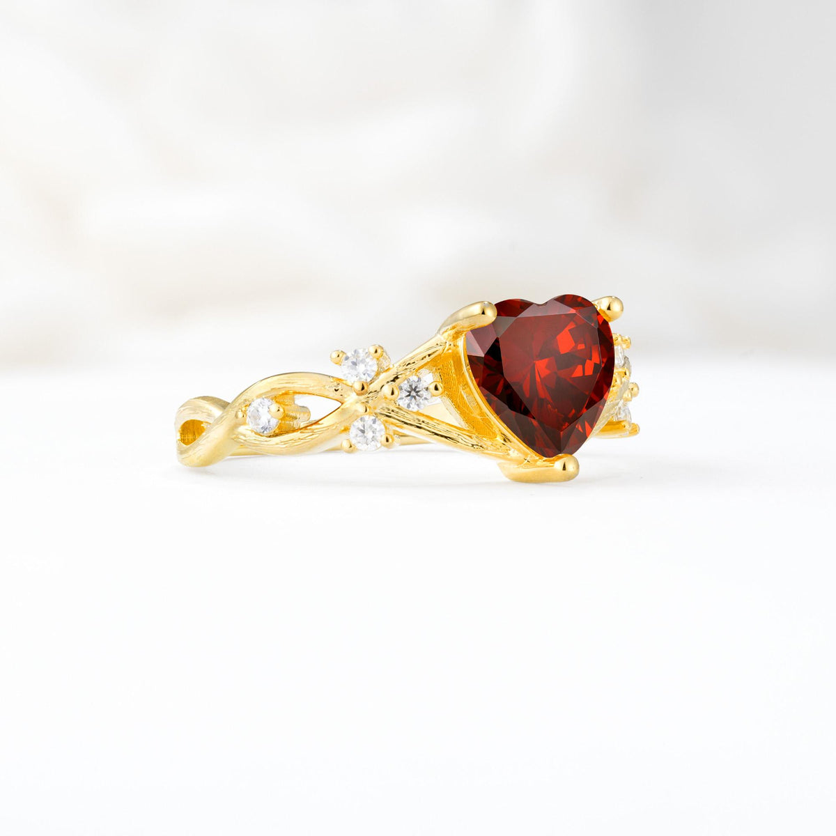 Celtic Knot Heart Shaped Garnet Engagement Ring - Additional view