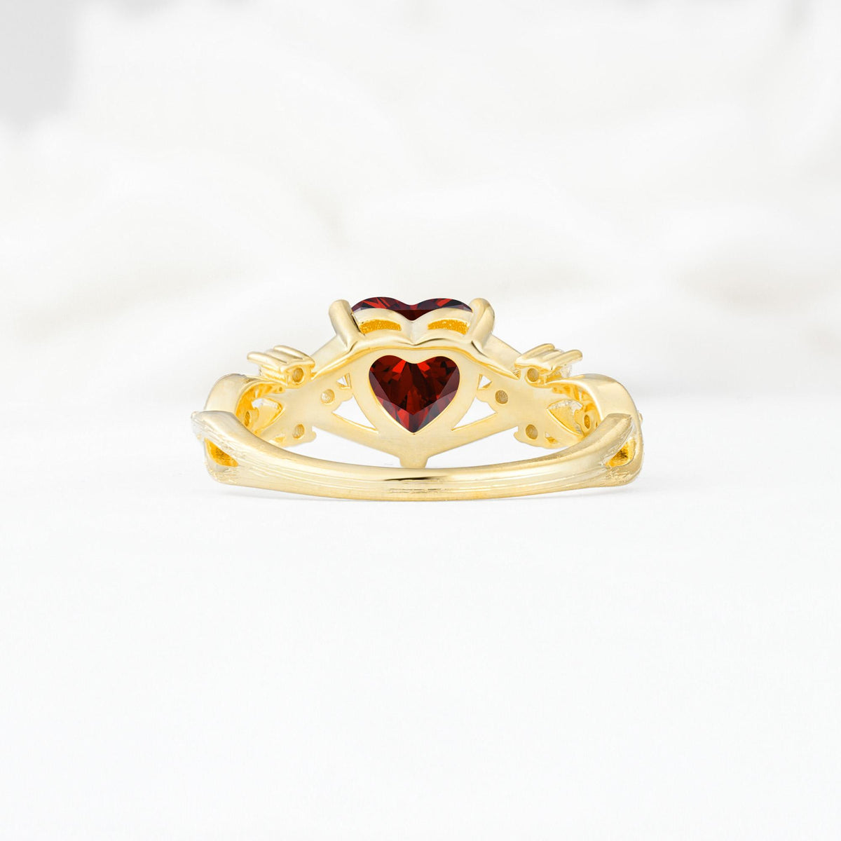 Celtic Knot Heart Shaped Garnet Engagement Ring - Additional view