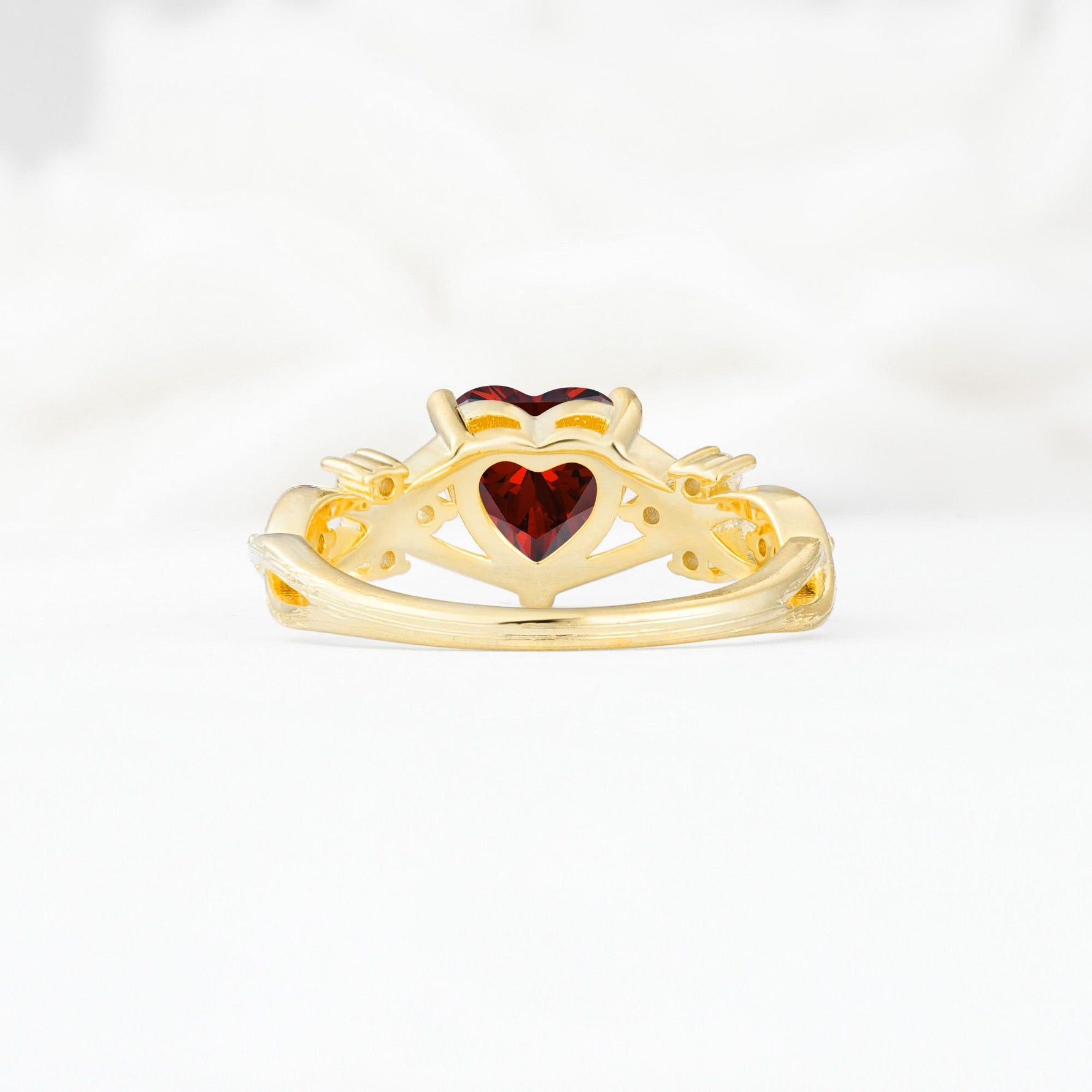 Celtic Knot Heart Shaped Garnet Engagement Ring - Additional view