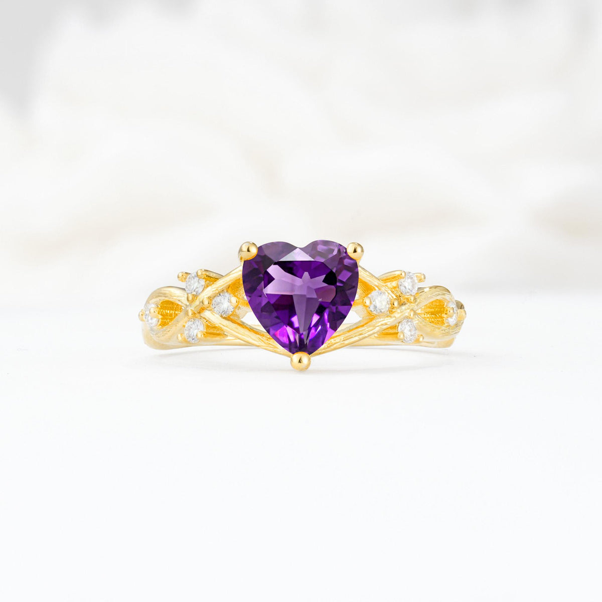 Celtic Knot Heart Shaped Amethyst Engagement Ring - Additional view