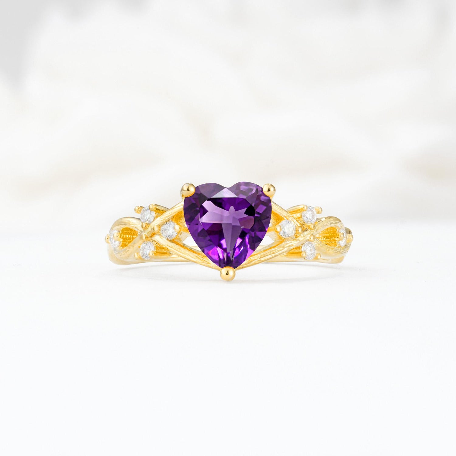 Celtic Knot Heart Shaped Amethyst Engagement Ring - Additional view
