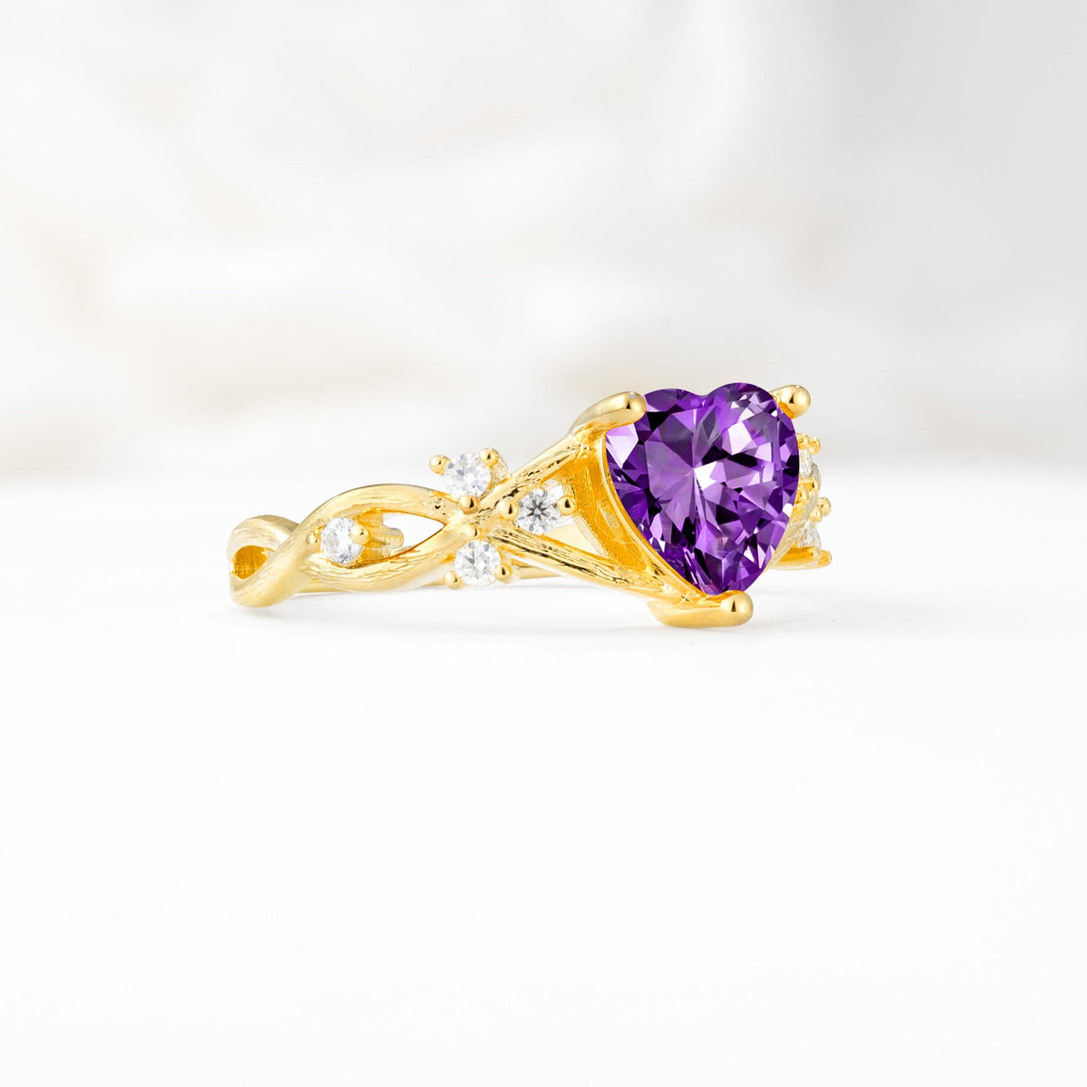 Celtic Knot Heart Shaped Amethyst Engagement Ring - Additional view