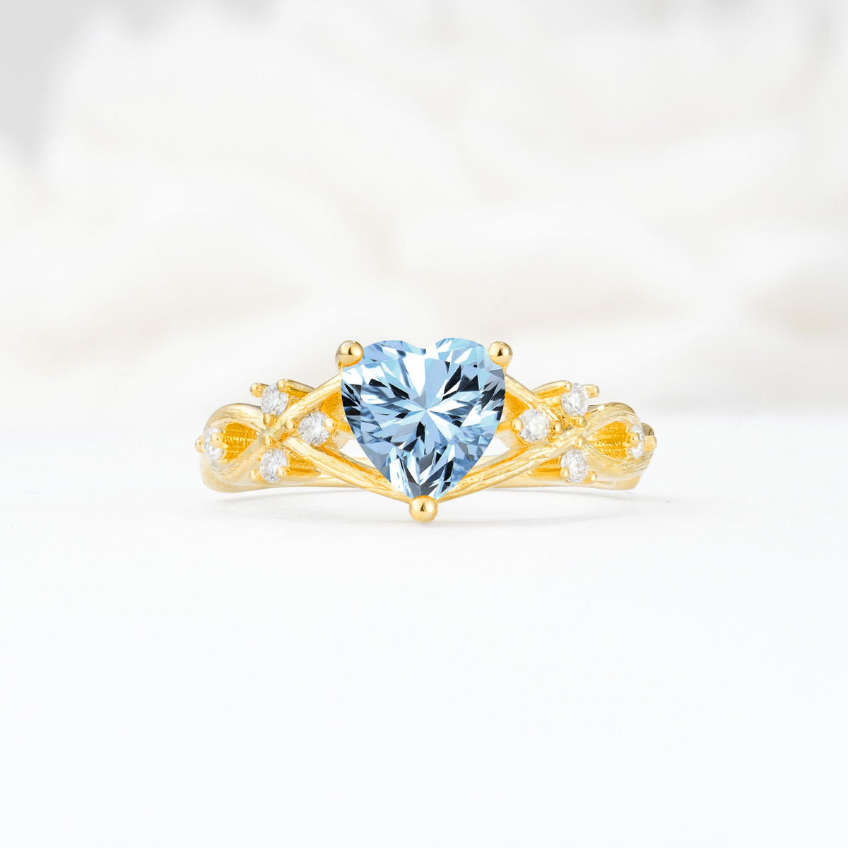 Celtic Knot Heart Shaped Aquamarine Engagement Ring - Additional view