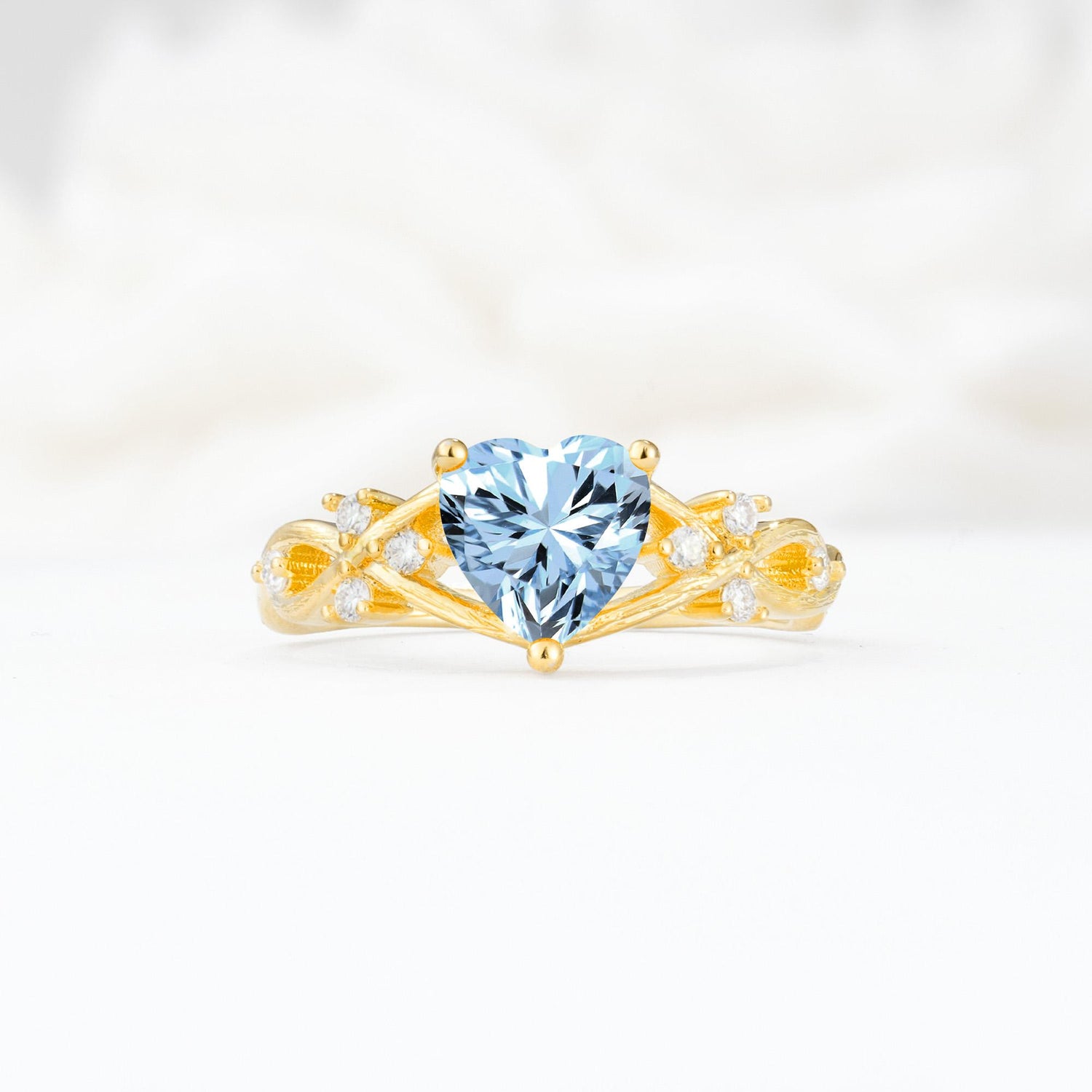 Celtic Knot Heart Shaped Aquamarine Engagement Ring - Additional view