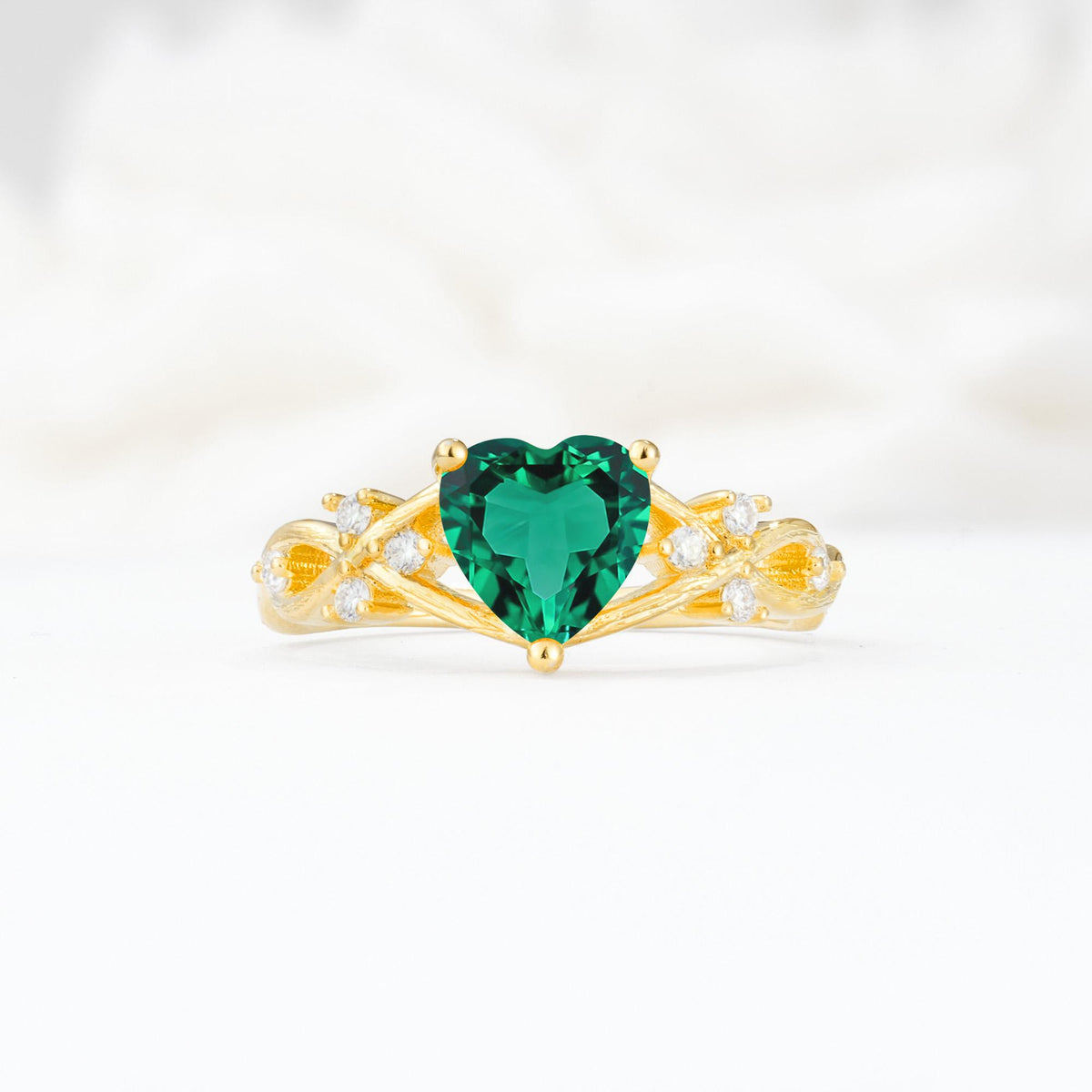 Celtic Knot Heart Shaped Emerald Engagement Ring - Additional view