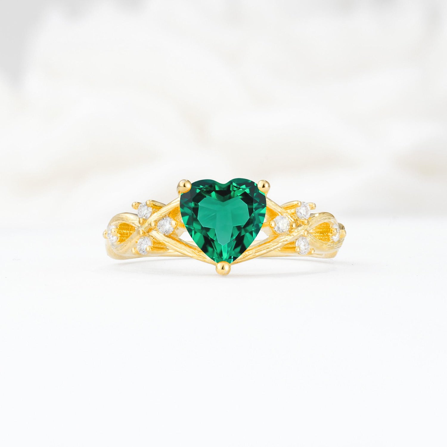 Celtic Knot Heart Shaped Emerald Engagement Ring - Additional view