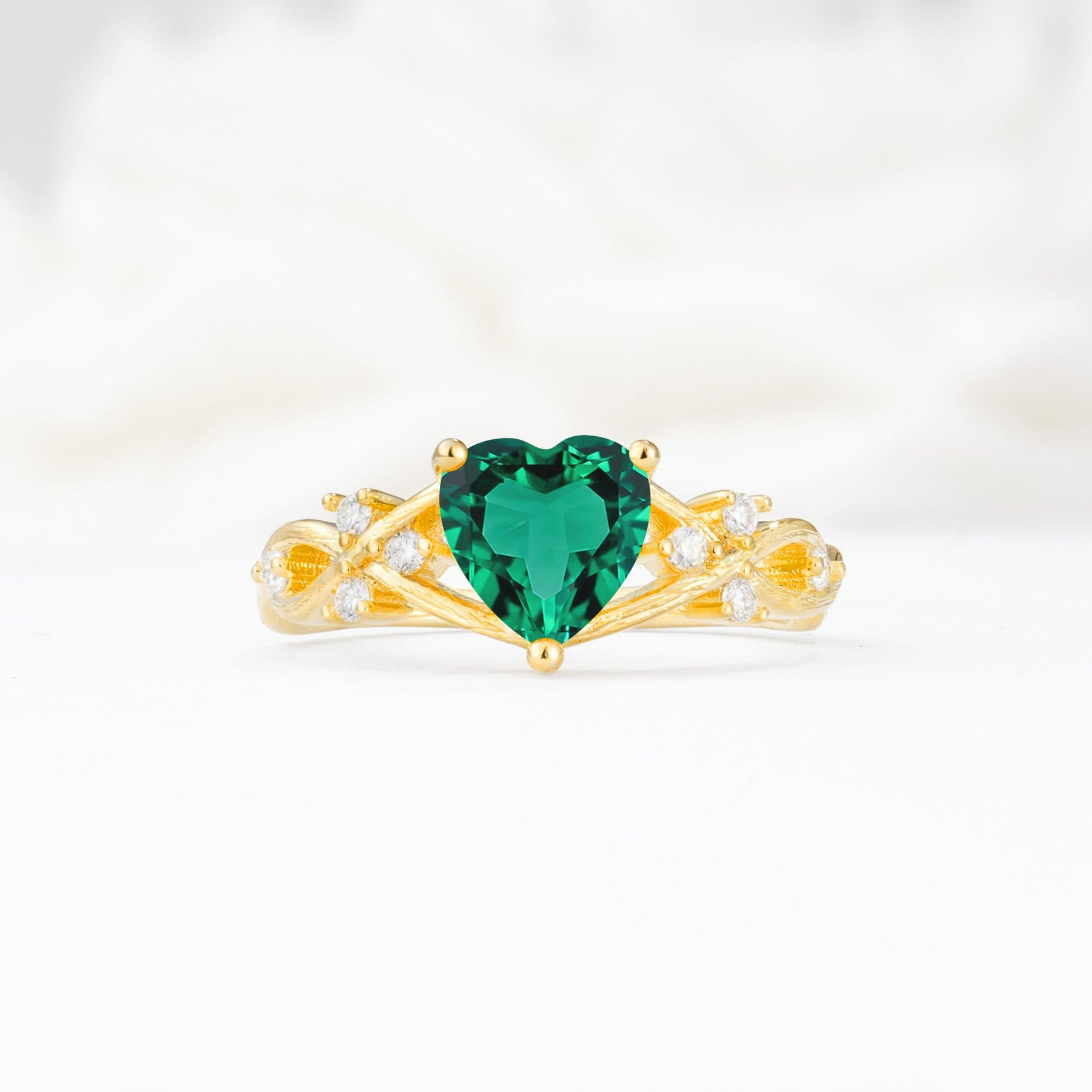 Celtic Knot Heart Shaped Emerald Engagement Ring - Additional view