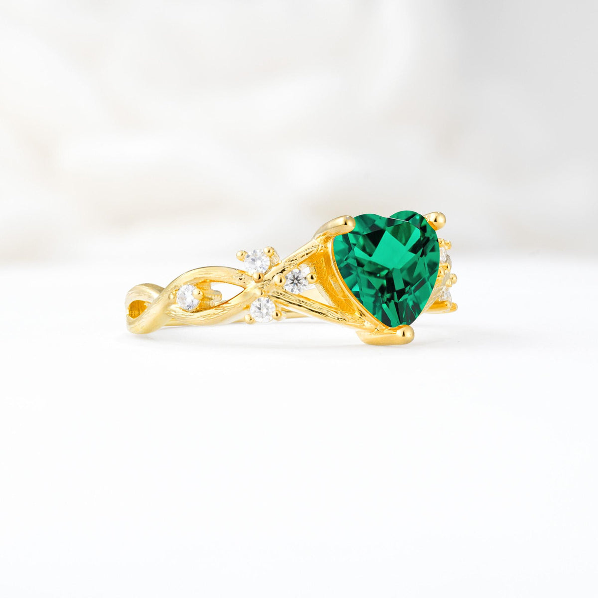 Celtic Knot Heart Shaped Emerald Engagement Ring - Additional view
