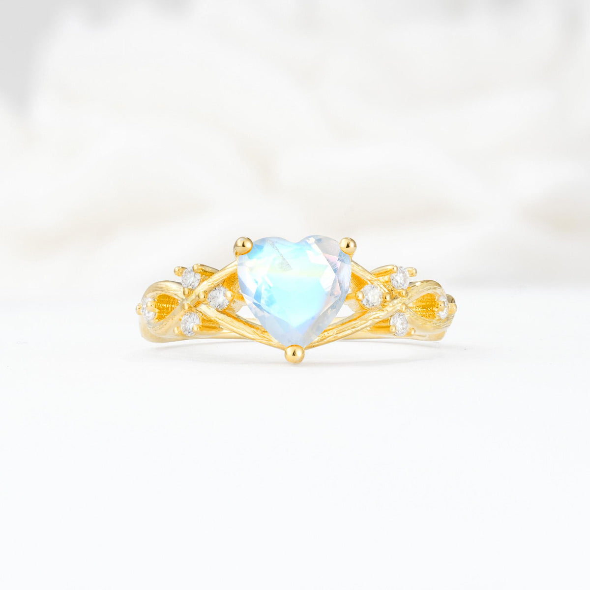 Celtic Knot Heart Shaped Moonstone Engagement Ring - Additional view