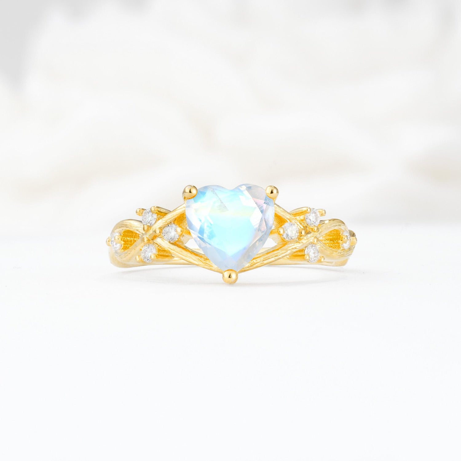 Celtic Knot Heart Shaped Moonstone Engagement Ring - Additional view