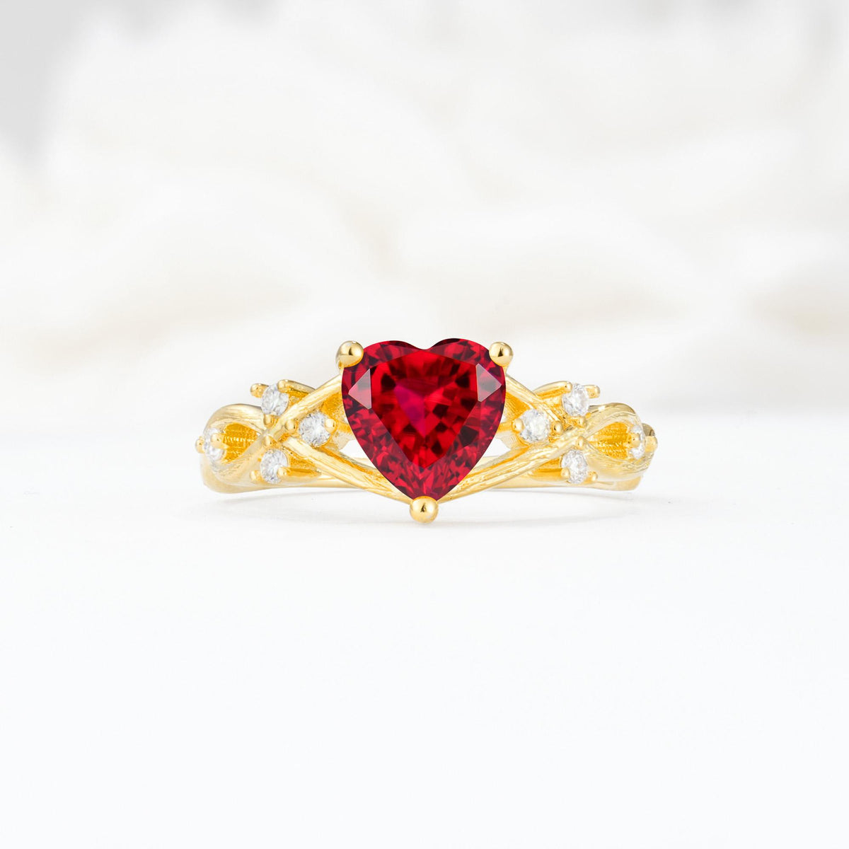 Celtic Knot Heart Shaped Ruby Engagement Ring - Additional view