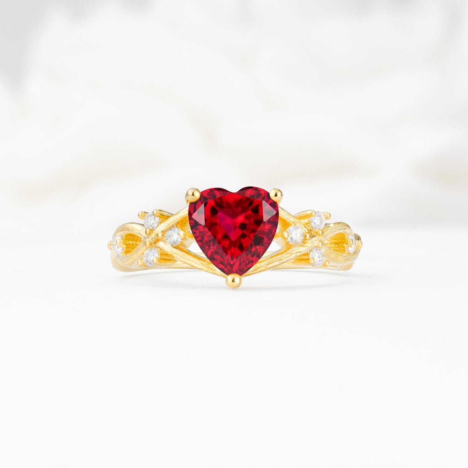 Celtic Knot Heart Shaped Ruby Engagement Ring - Additional view