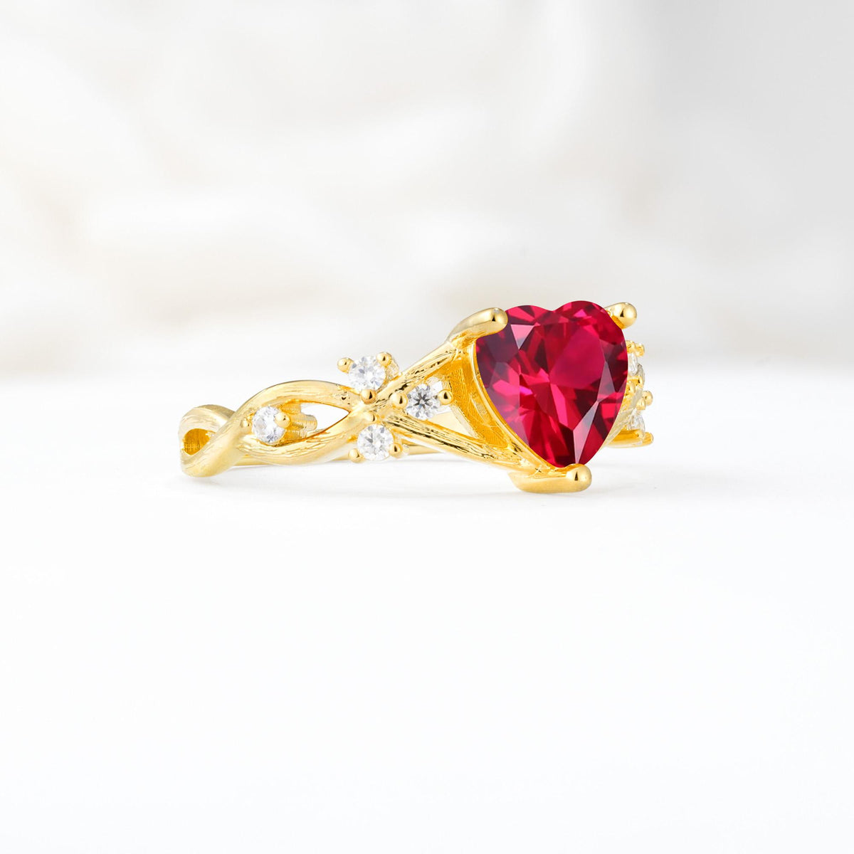 Celtic Knot Heart Shaped Ruby Engagement Ring - Additional view