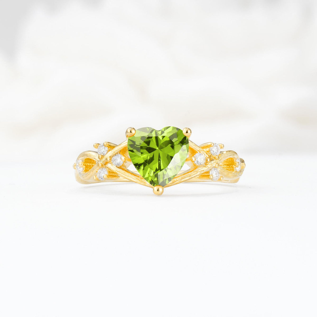Celtic Knot Heart Shaped Peridot Engagement Ring - Additional view