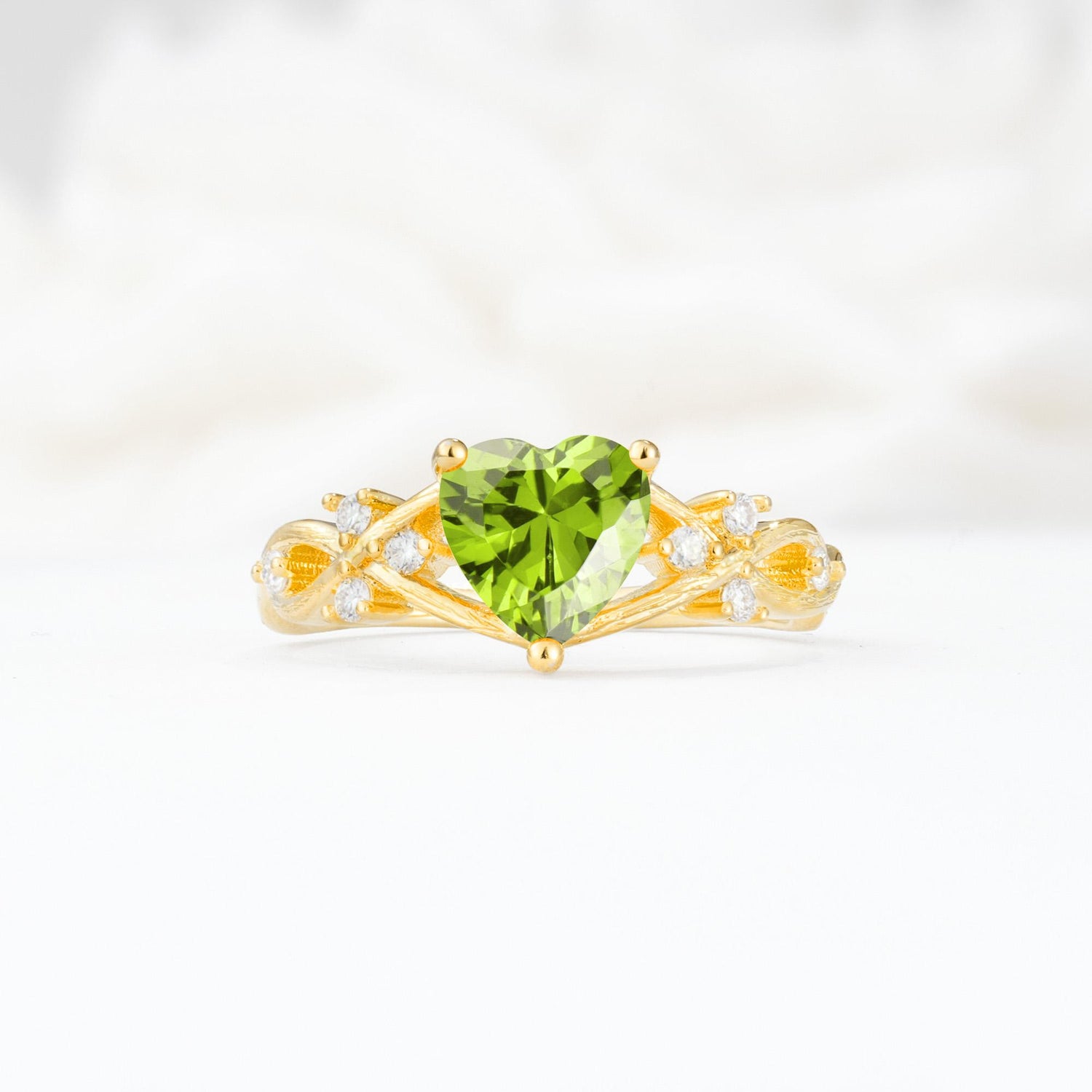 Celtic Knot Heart Shaped Peridot Engagement Ring - Additional view