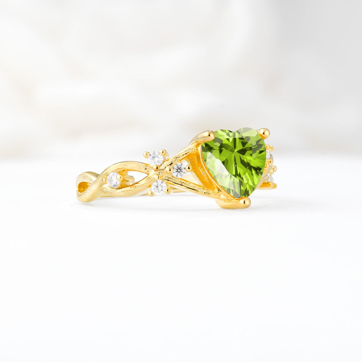 Celtic Knot Heart Shaped Peridot Engagement Ring - Additional view