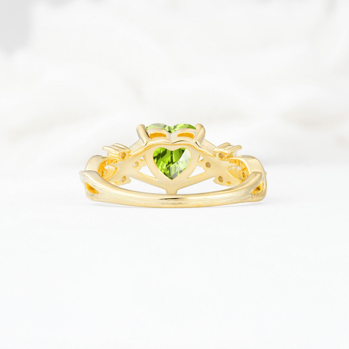 Celtic Knot Heart Shaped Peridot Engagement Ring - Additional view